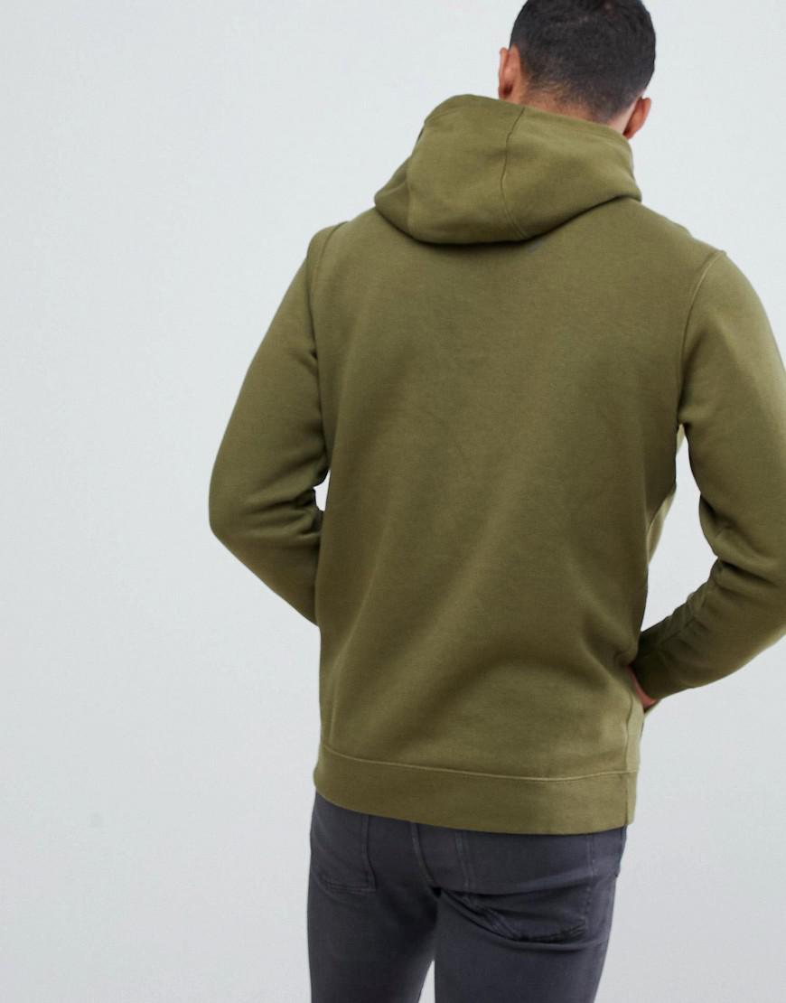 nike club swoosh pullover hoodie in green nike club swoosh pullover hoodie in green