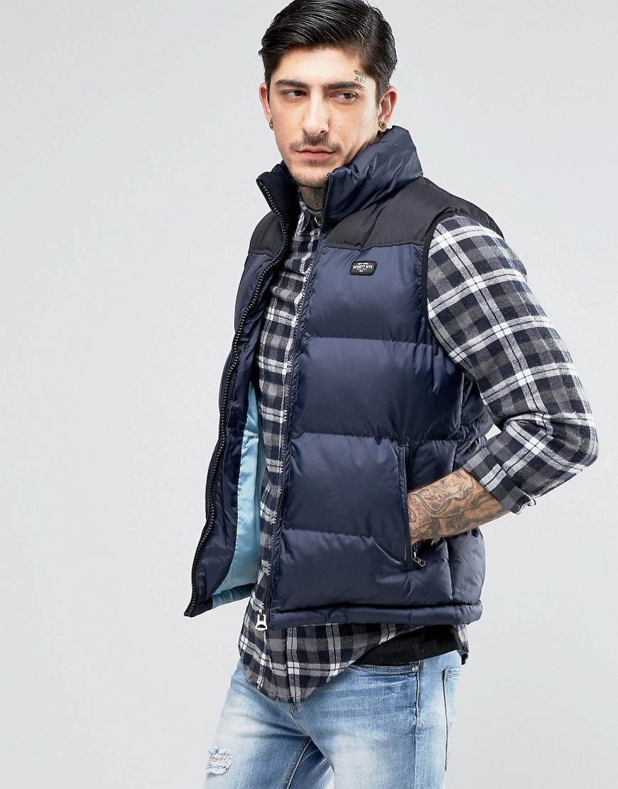 Schott Nyc Synthetic Padded Gilet in Navy (Blue) for Men Lyst