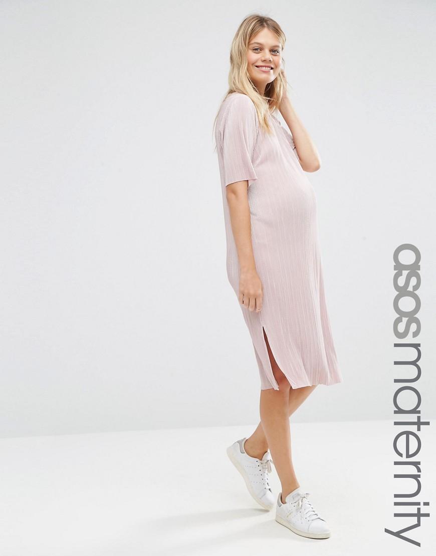 Lyst - Asos Plisse T-shirt Dress in Pink