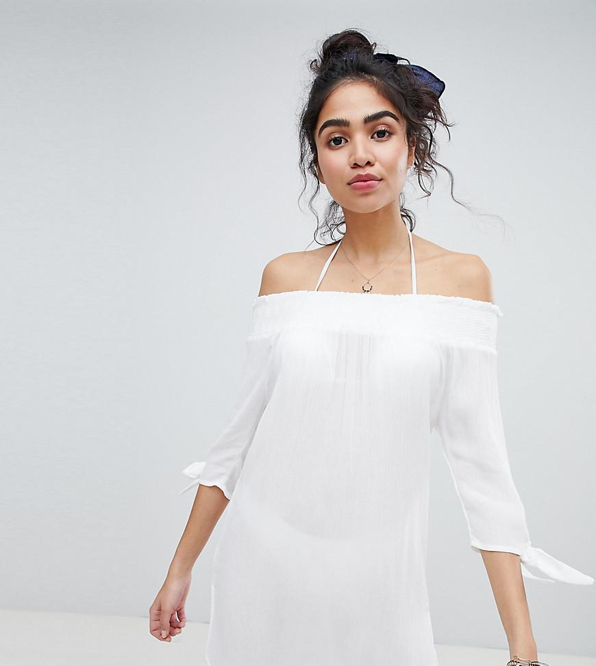 white bardot beach dress