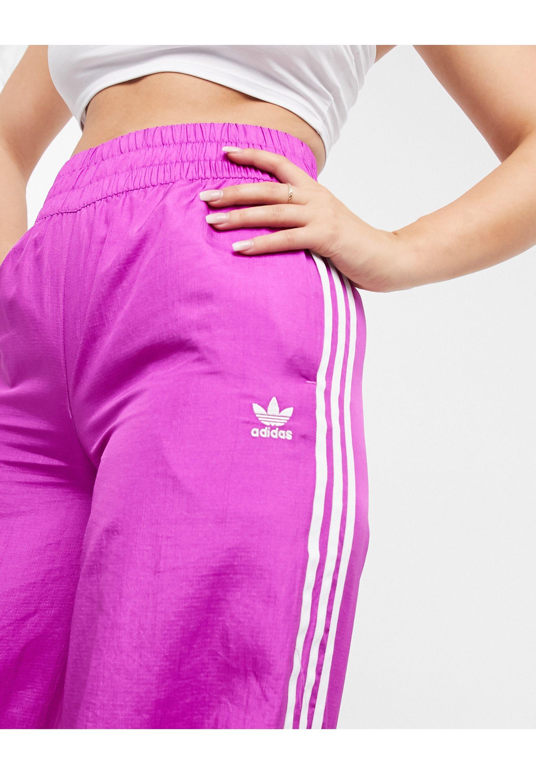 adidas Originals Bellista Three Stripe wide-legged Pants in Pink | Lyst