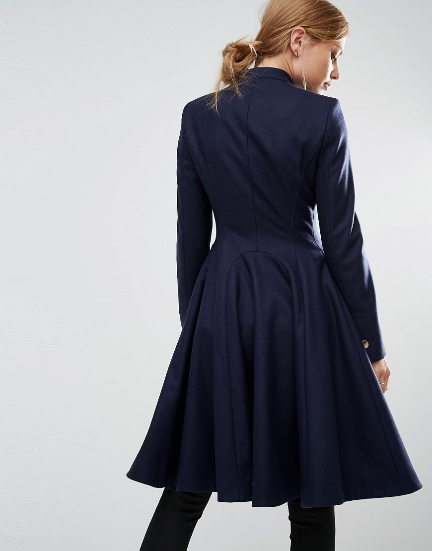 Ted Baker Indego Fit And Flare Coat - Navy in Blue | Lyst