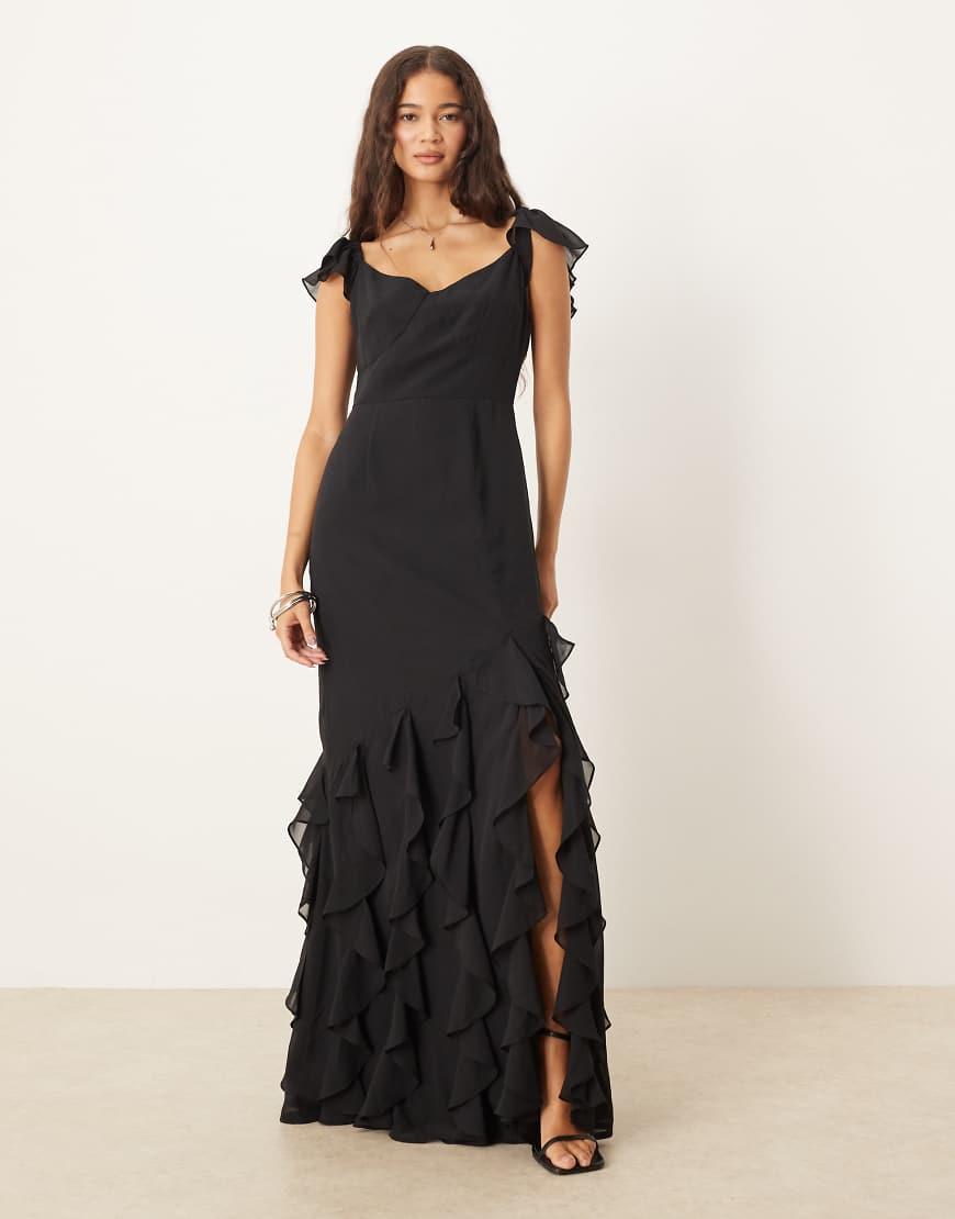 Anaya Ruffle Wrap Maxi Dress Anaya With Love Fig Flutter Sleeve