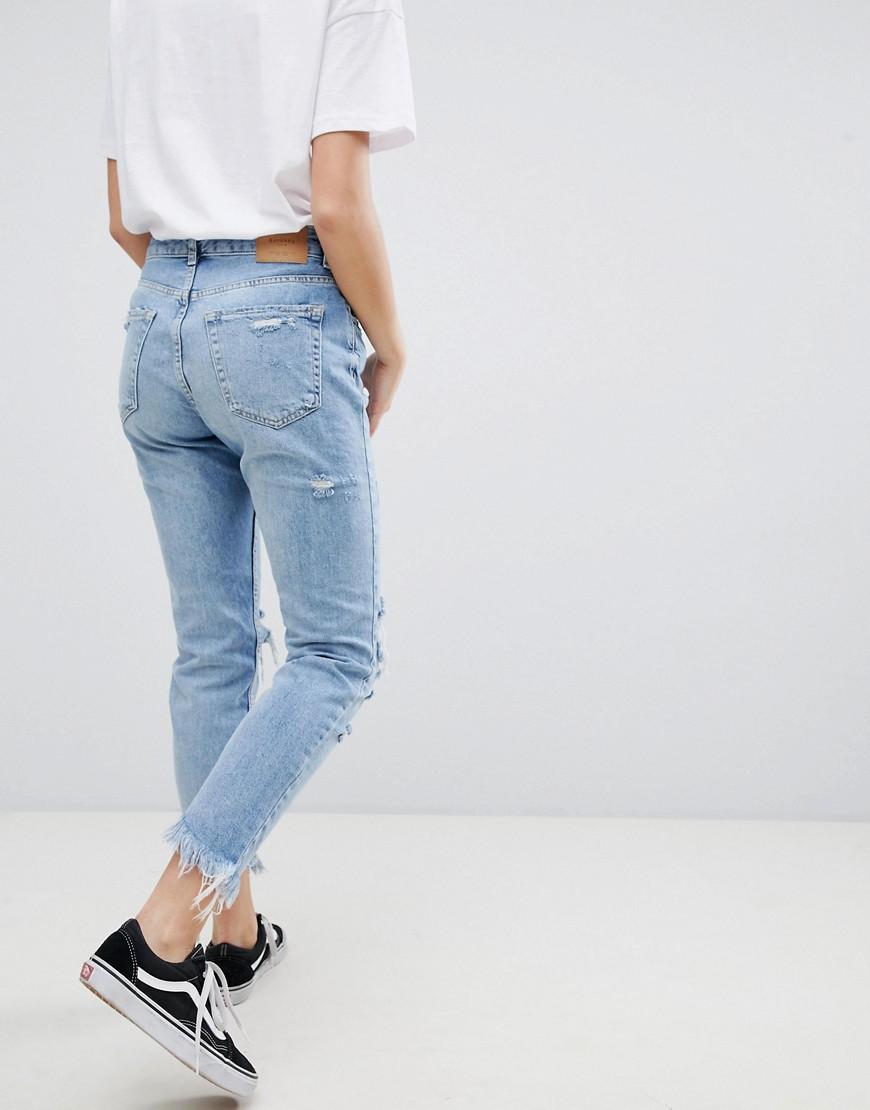 bershka straight cropped jean