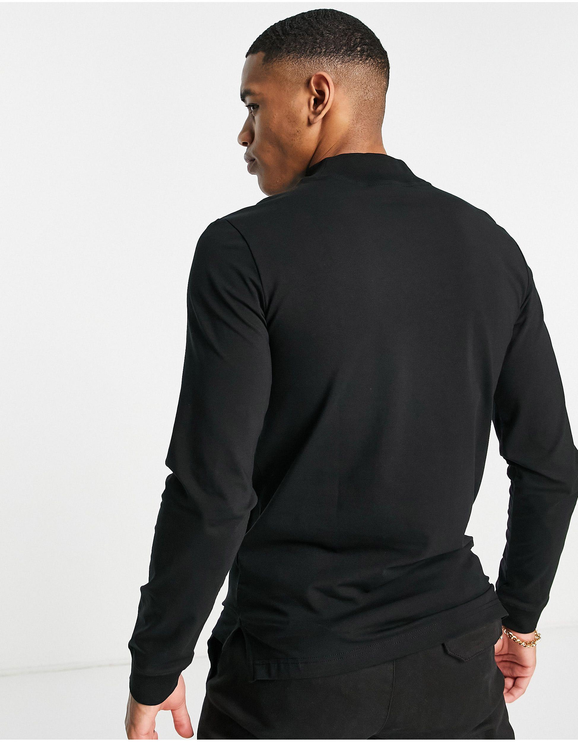 Calvin Klein High Neck Logo Stretch Slim Fit Long Sleeve Top in Black for  Men