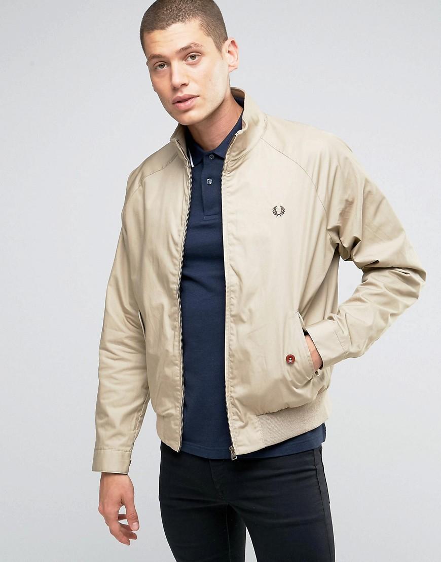 Fred Perry Cotton Harrington Jacket In Twill in Beige (Natural) for Men -  Lyst