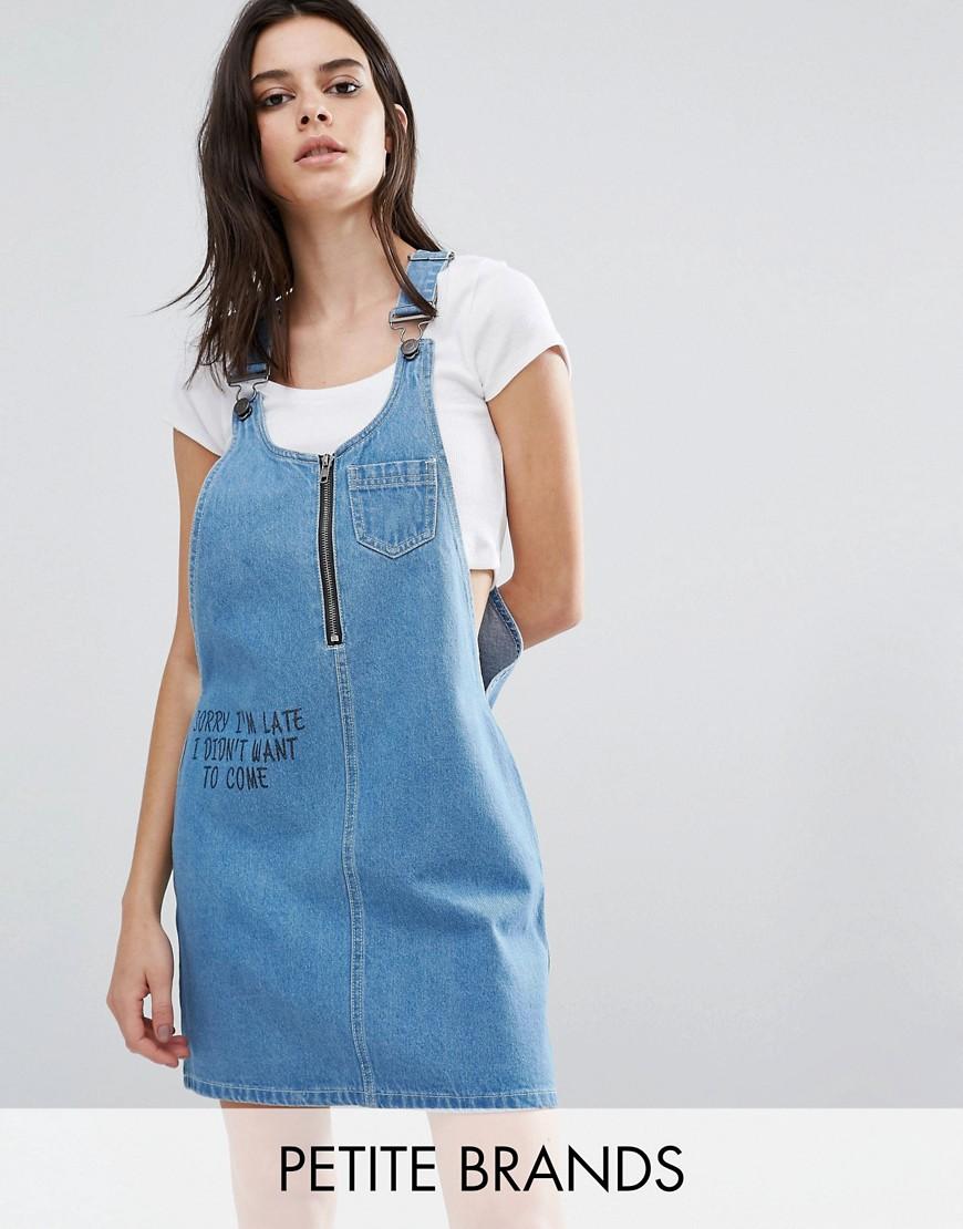 petite denim dungaree dress