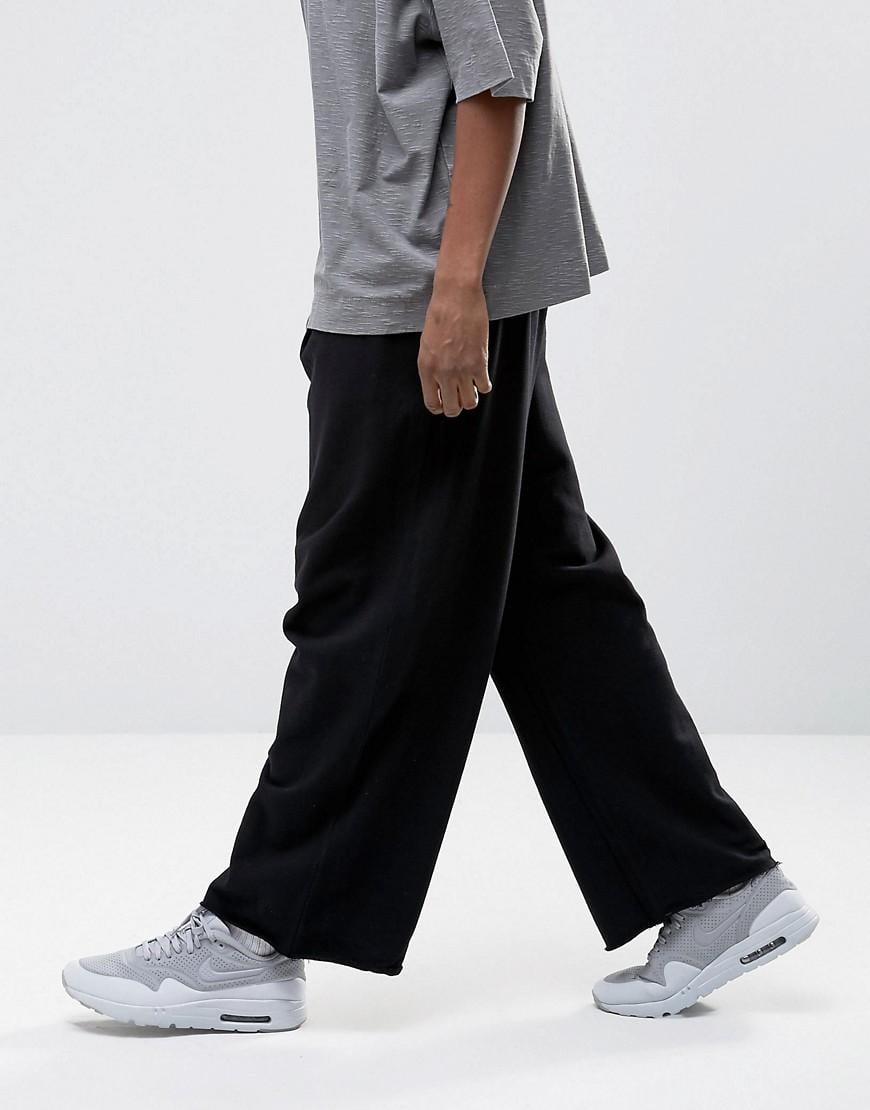 ASOS Cotton Super Wide Leg Joggers In Black for Men - Lyst