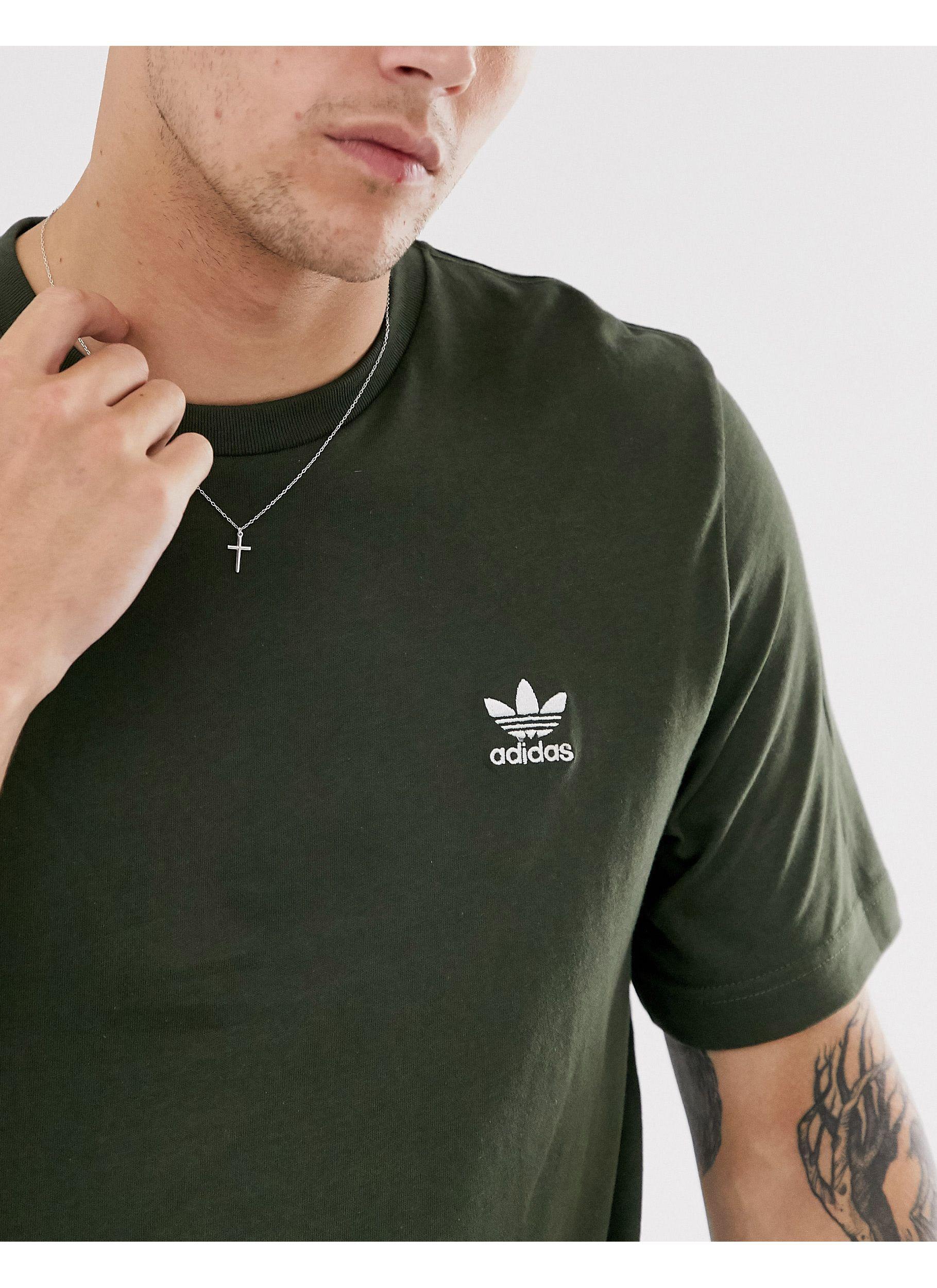 adidas Originals Cotton Essentials T-shirt With Logo Embroidery in Green  for Men | Lyst