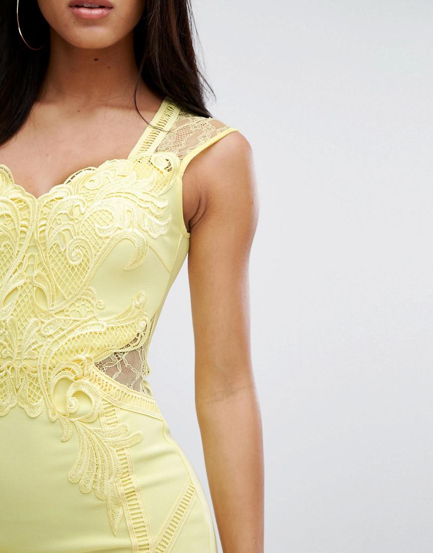 michelle keegan yellow lace dress
