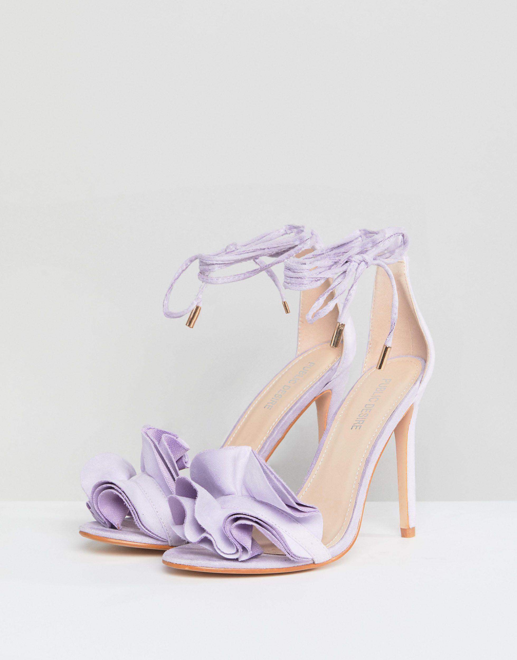 Public Desire Sugar Lilac Heeled Sandals | Lilac heels, Heels, Sandals heels