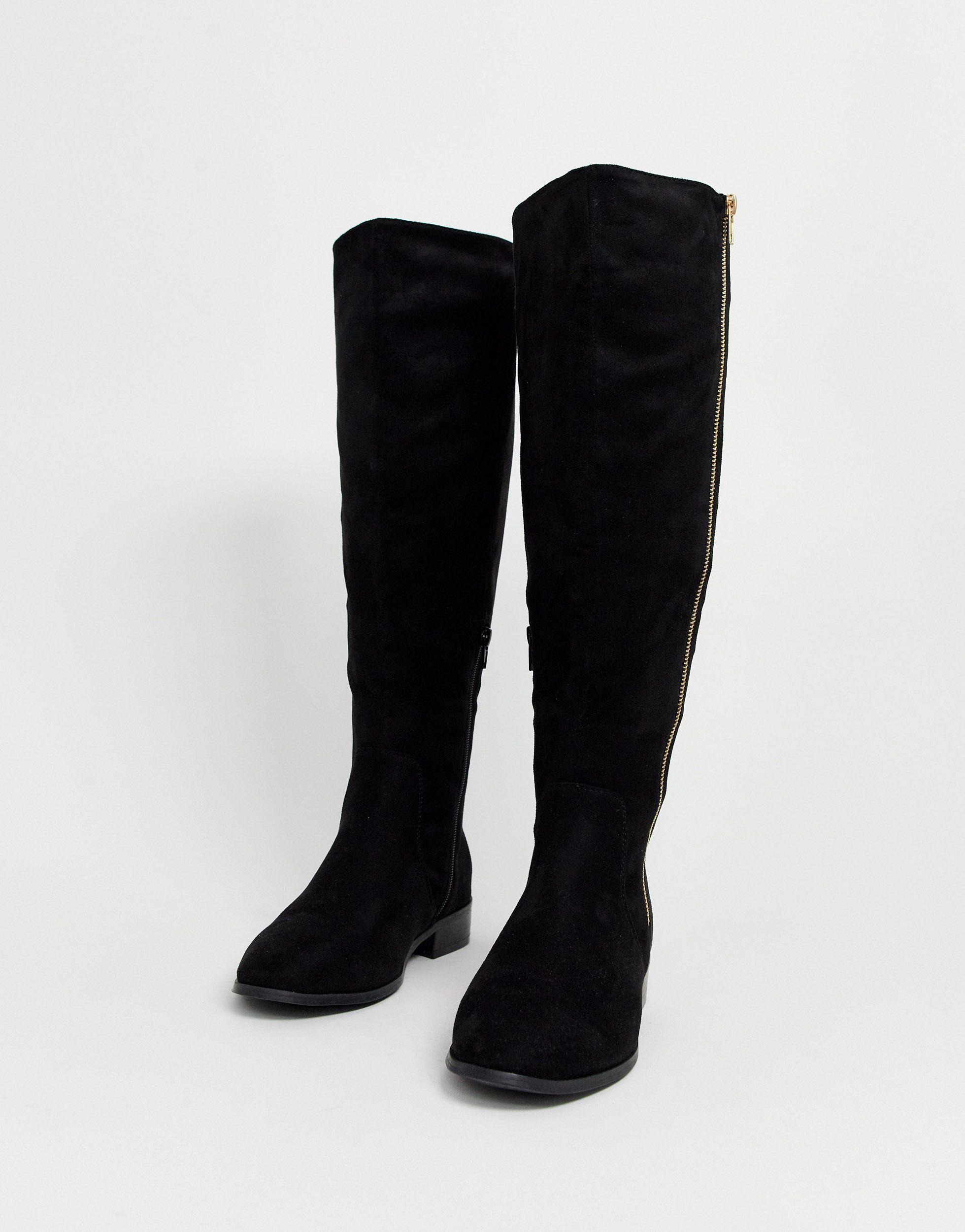 womens black wide fit knee high boots