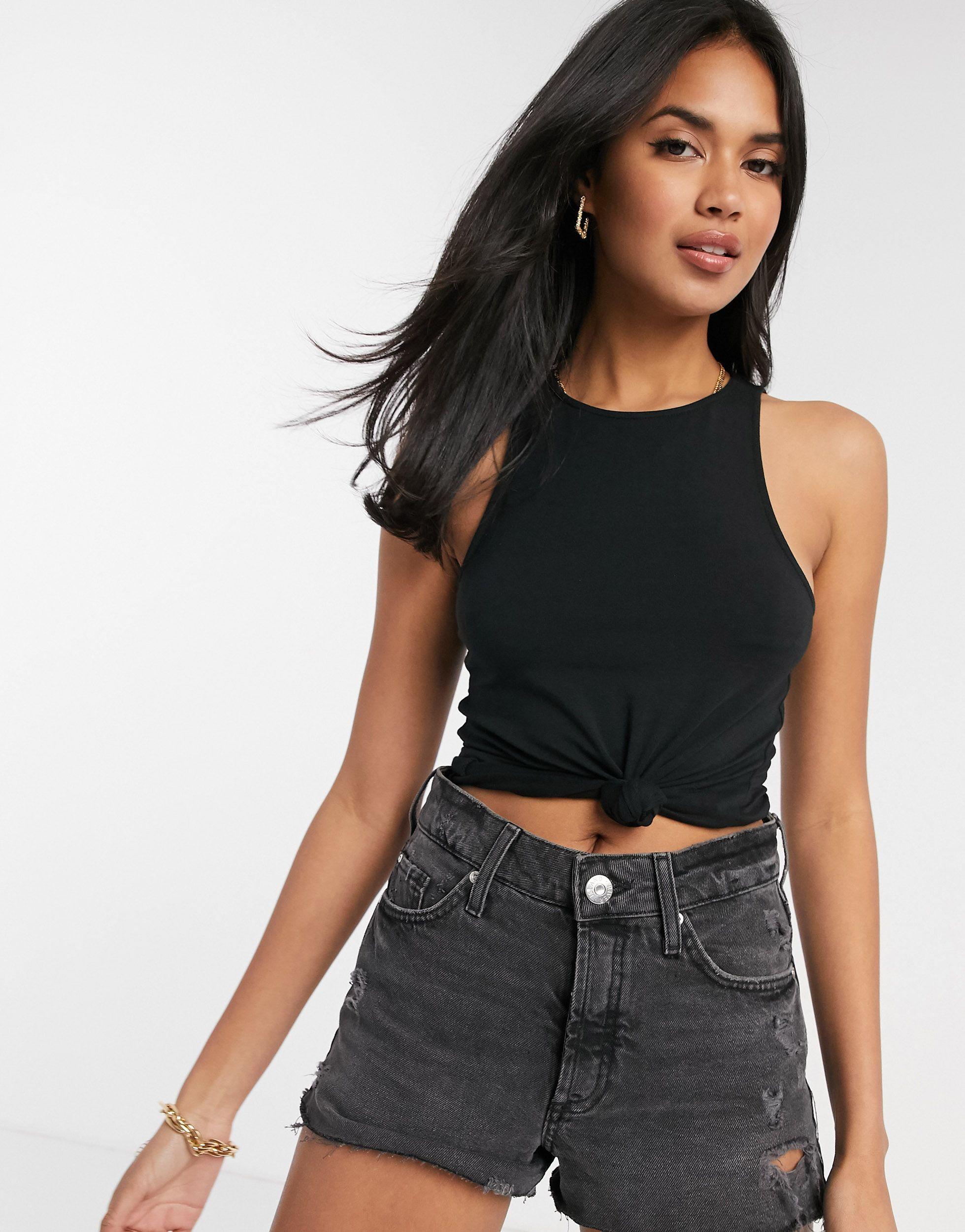 high neck vest crop top