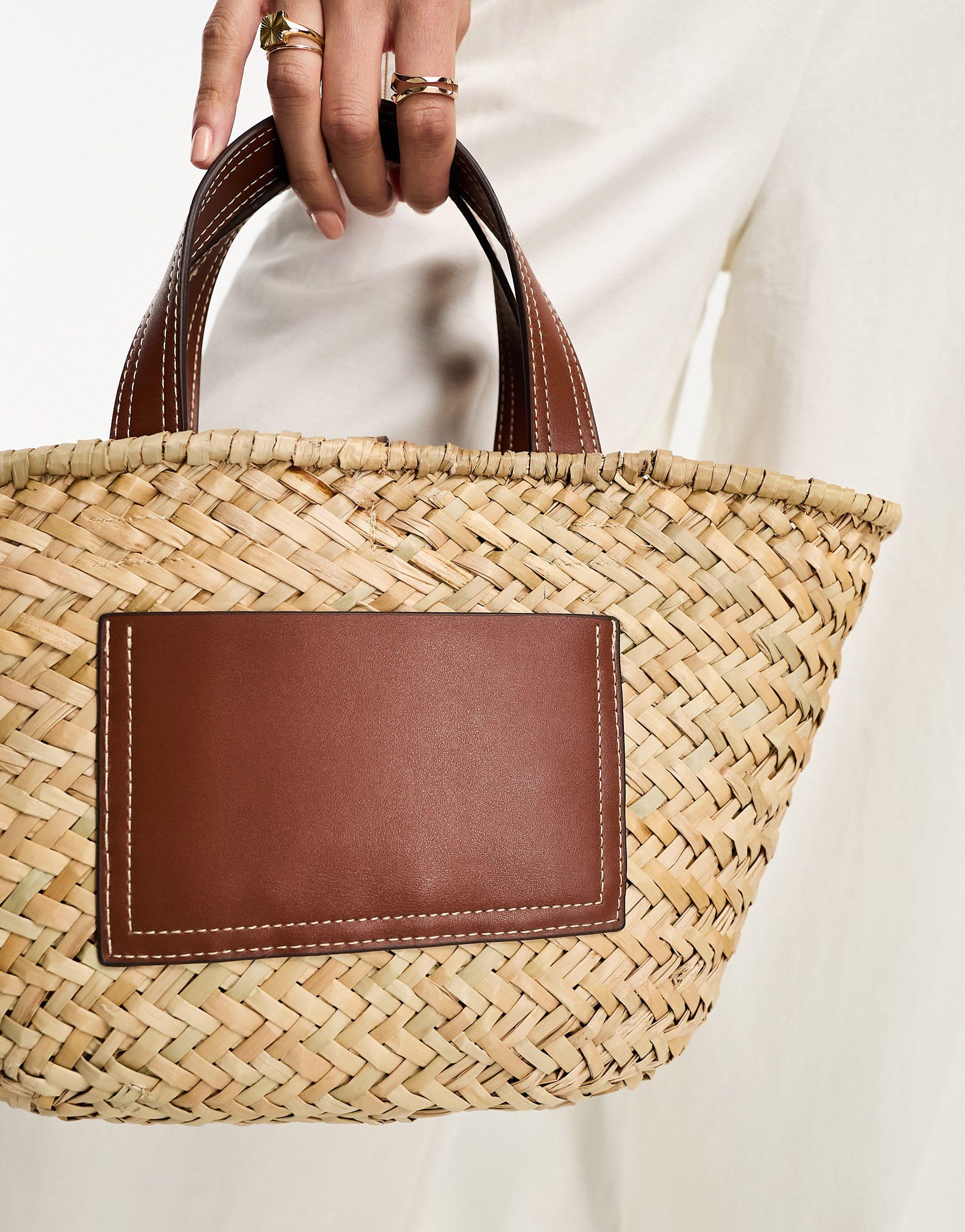 Sac en paille avec bandoulière en similicuir Mango en coloris Blanc | Lyst