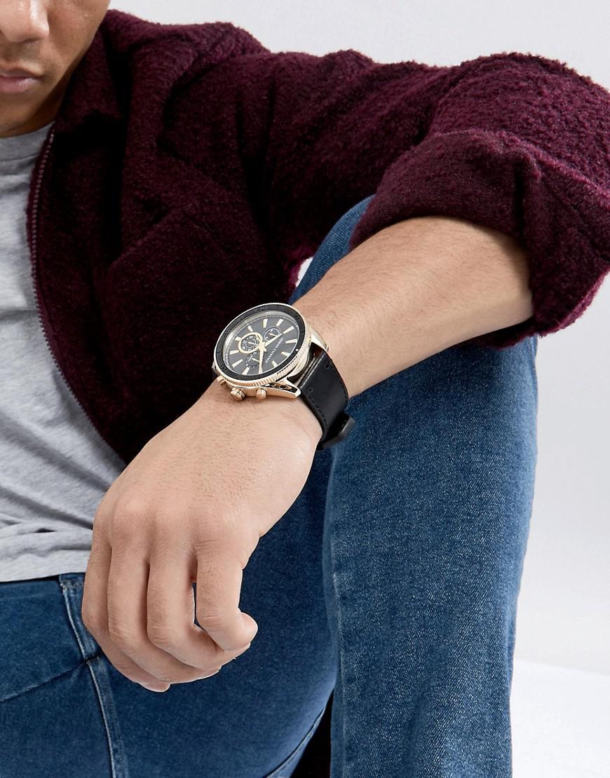 Armani Exchange Ax1818 Chronograph Leather Watch In Black 44mm for