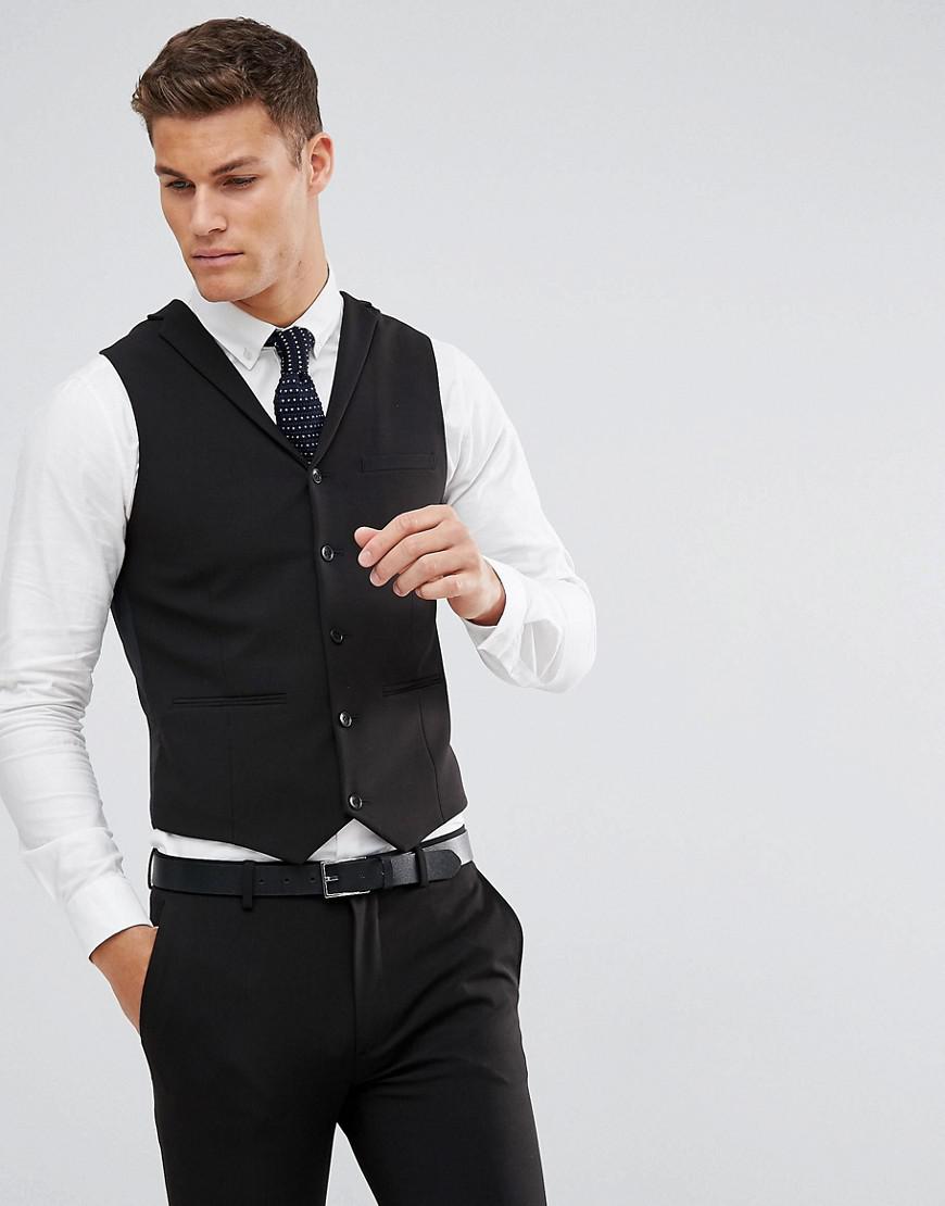 Lyst - Asos Super Skinny Suit Waistcoat In Black in Black for Men