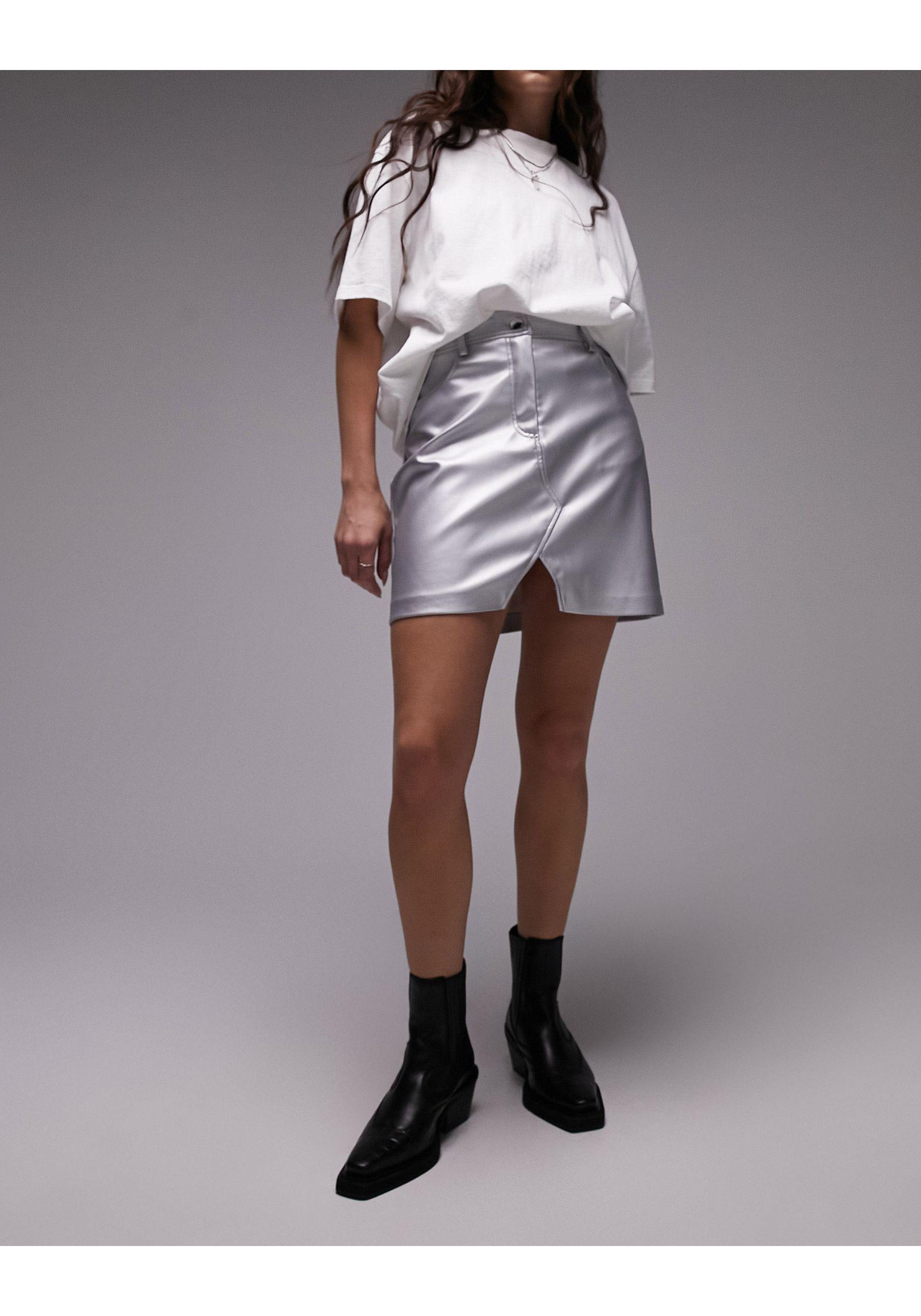 Leather look hot sale mini skirt topshop