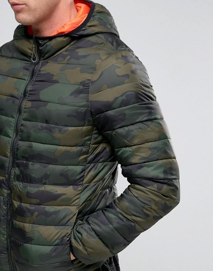 In Hood Camo With Green Jacket Padded Men Pull amp;bear For DeEIW9YH2b