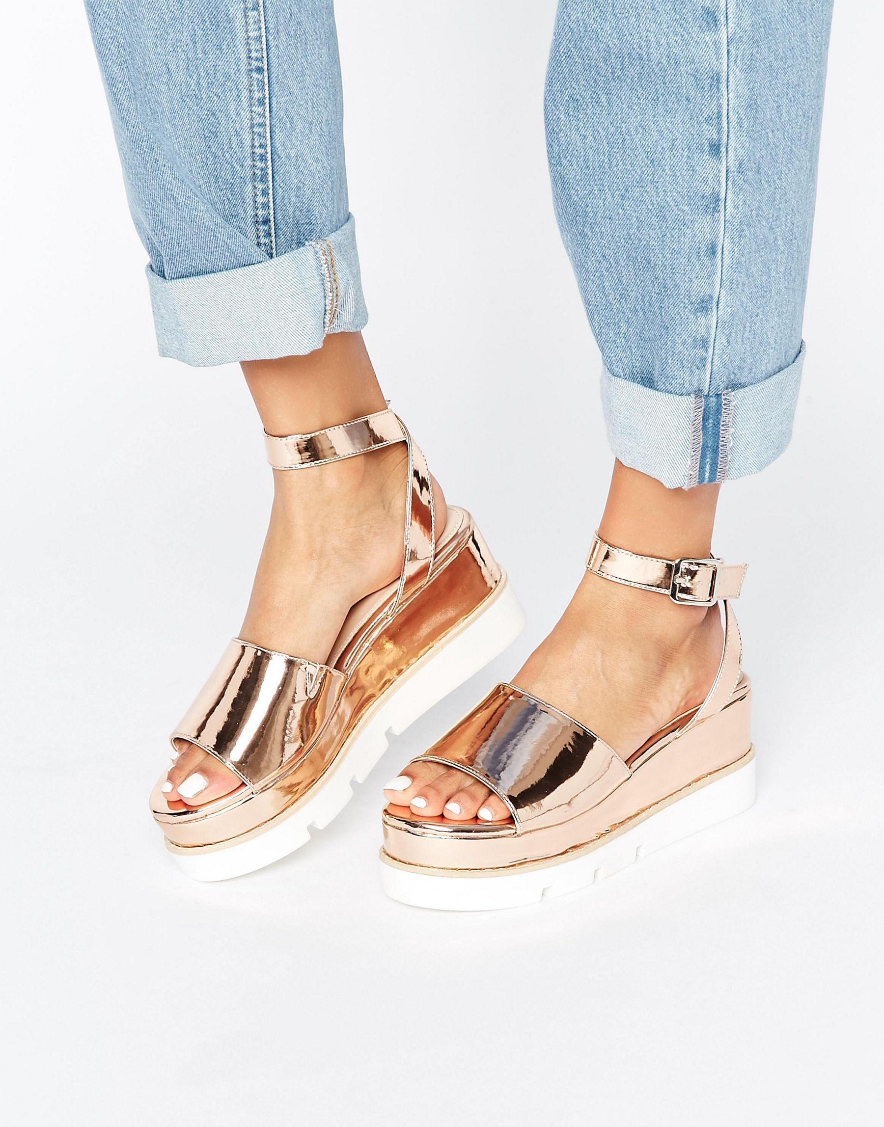 rose gold sandals wedge