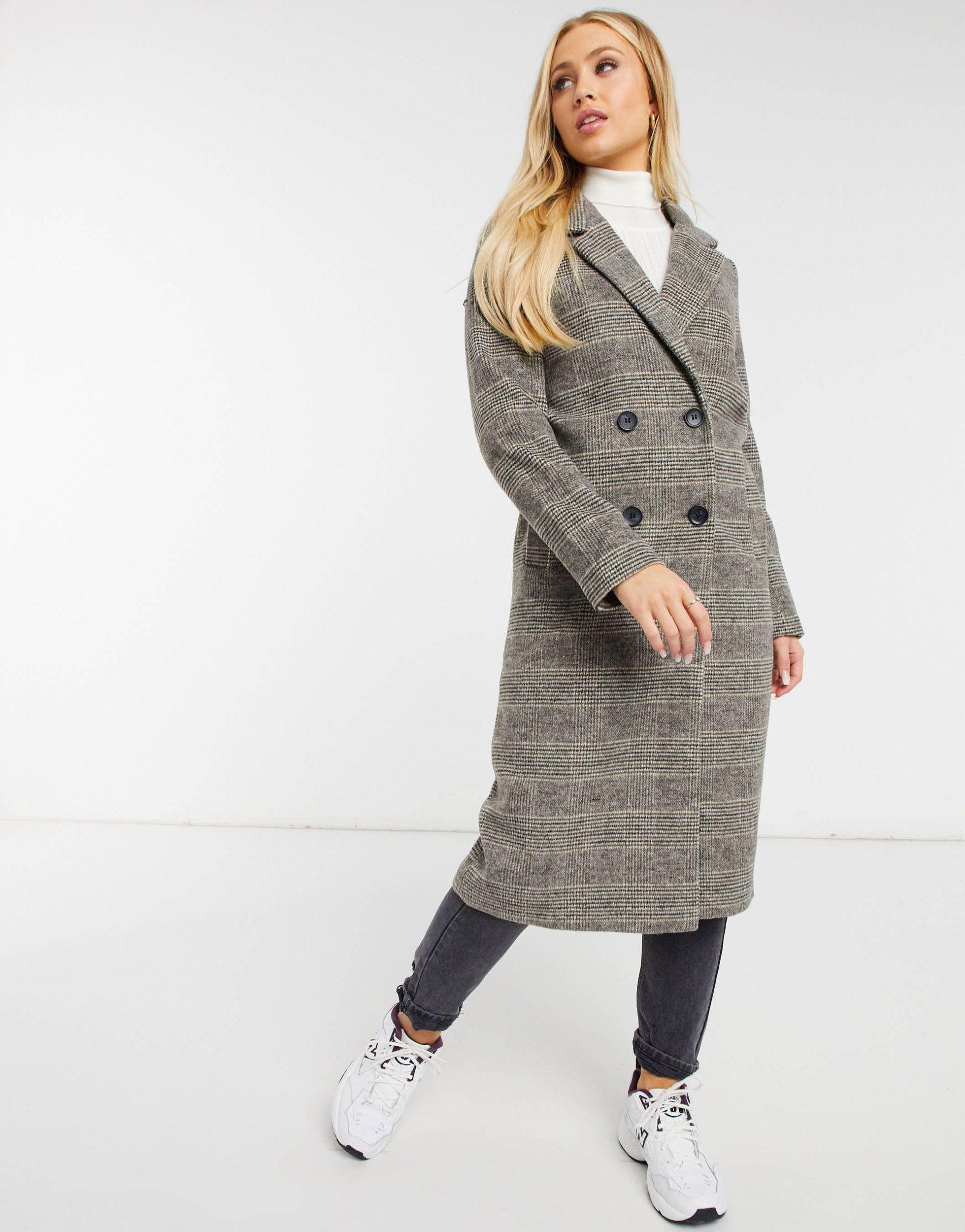 monki checked double breasted jacket