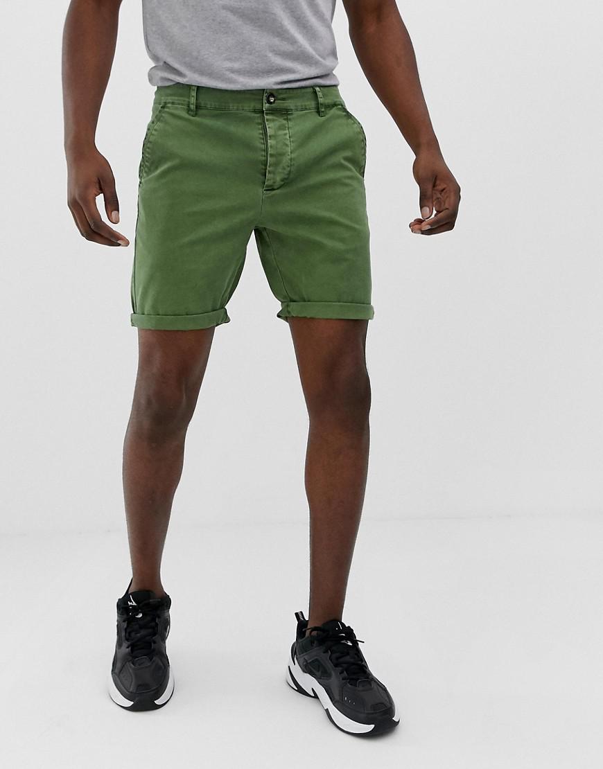 ASOS Cotton Skinny Chino Shorts In Washed Green for Men Lyst