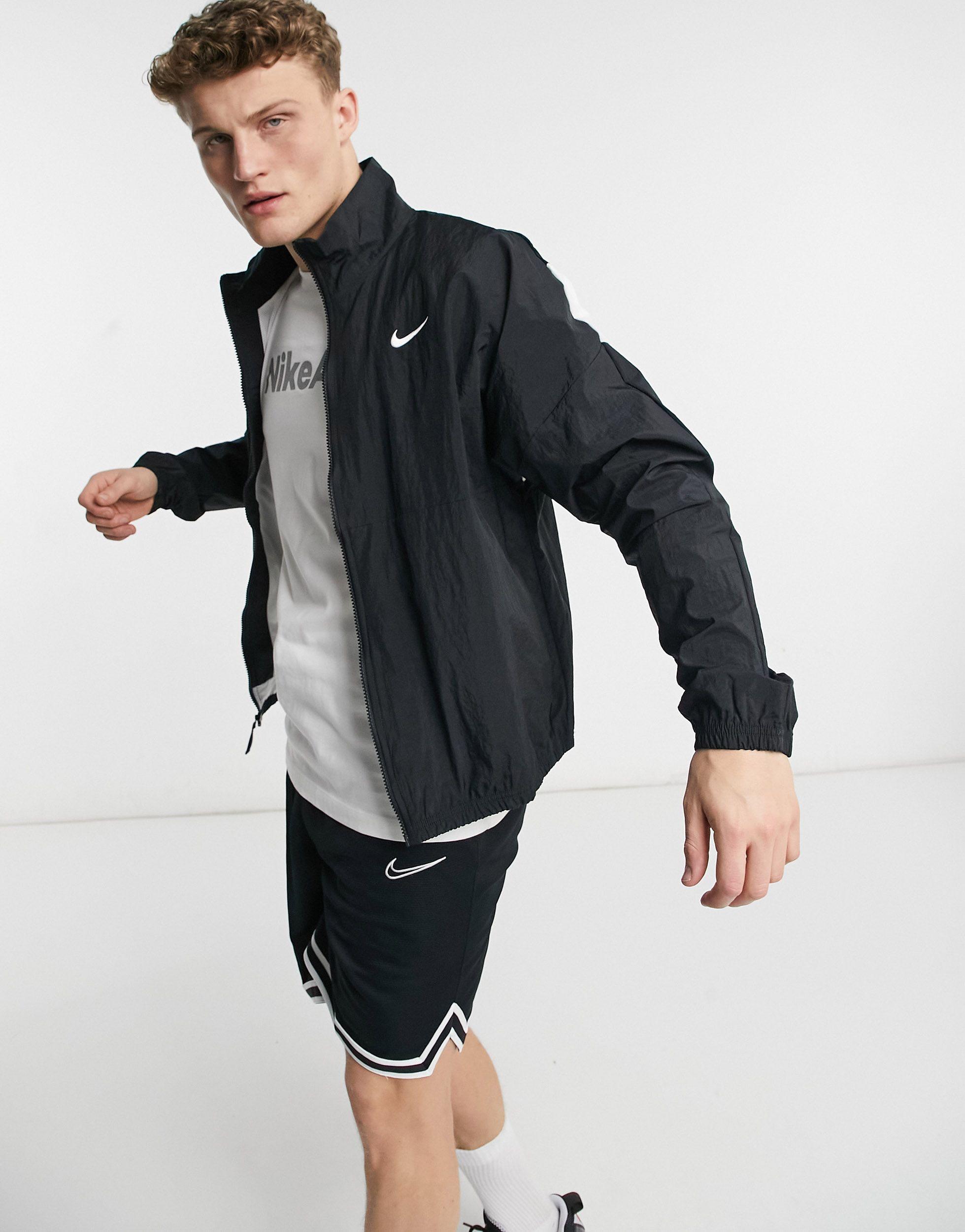 Nike Men's Starting 5 (White/Black) Basketball Jacket Size at  Men’s  Clothing store