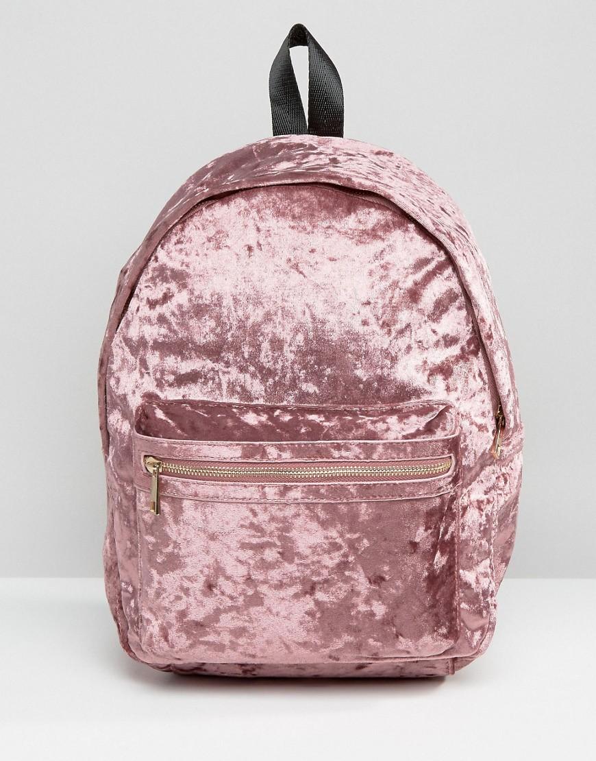 pink velvet backpack