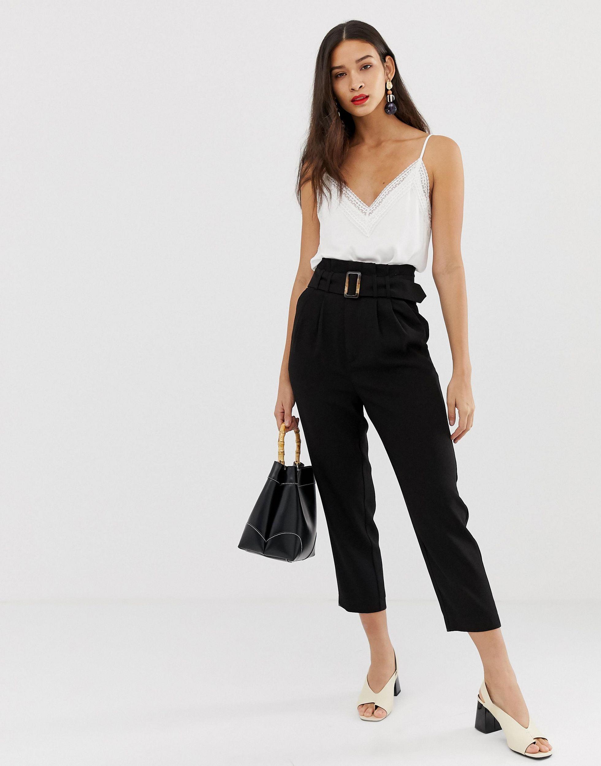 Stradivarius Denim Belted Trouser in 