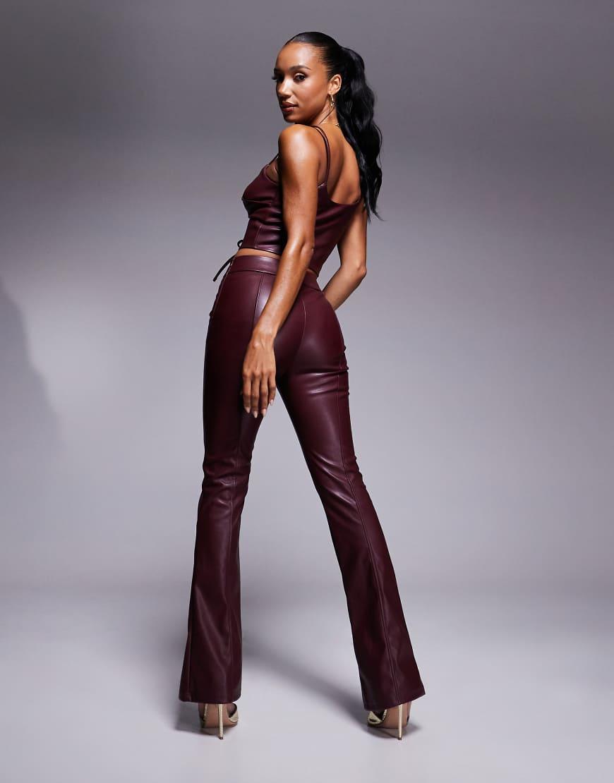 New Look Leather Look Lace Up Trouser Co-ord in Purple Lyst UK