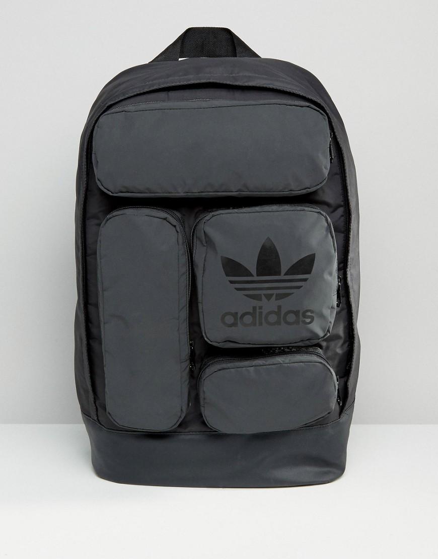 adidas Originals Canvas Multi Pocket Backpack In Black Ay8663 for Men | Lyst
