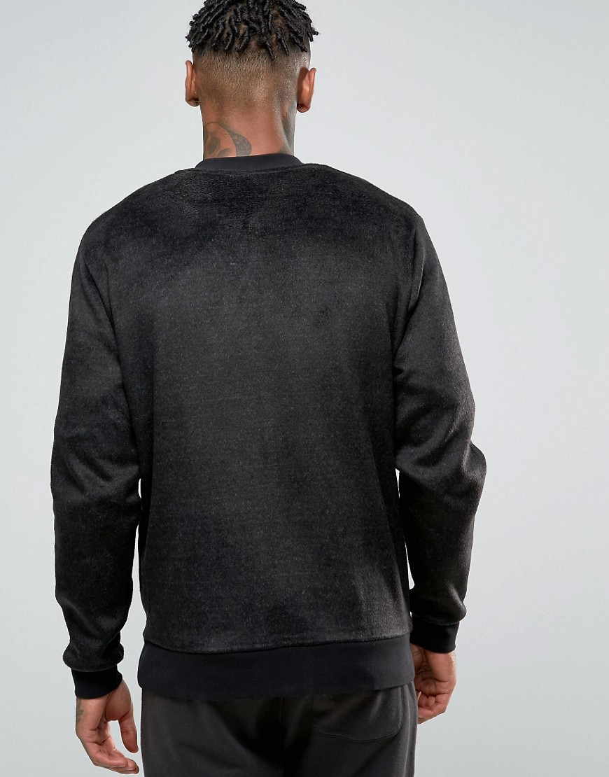 ASOS Jersey Bomber Jacket In Fleece in Black for Men - Lyst