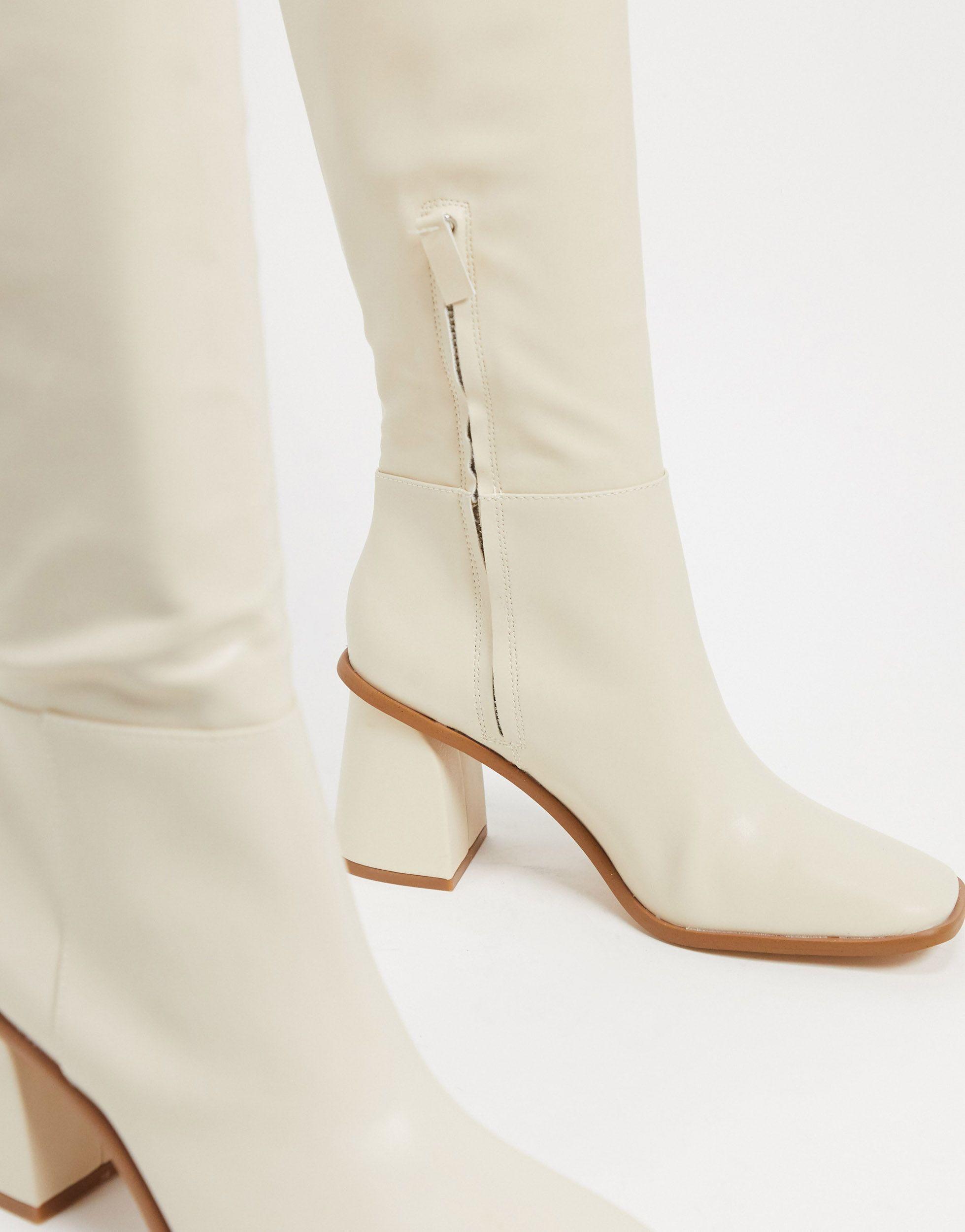 Twin-Set Autunno Inverno 18/19 stivale color crema con zip laterale -  CA8PLJ 00282