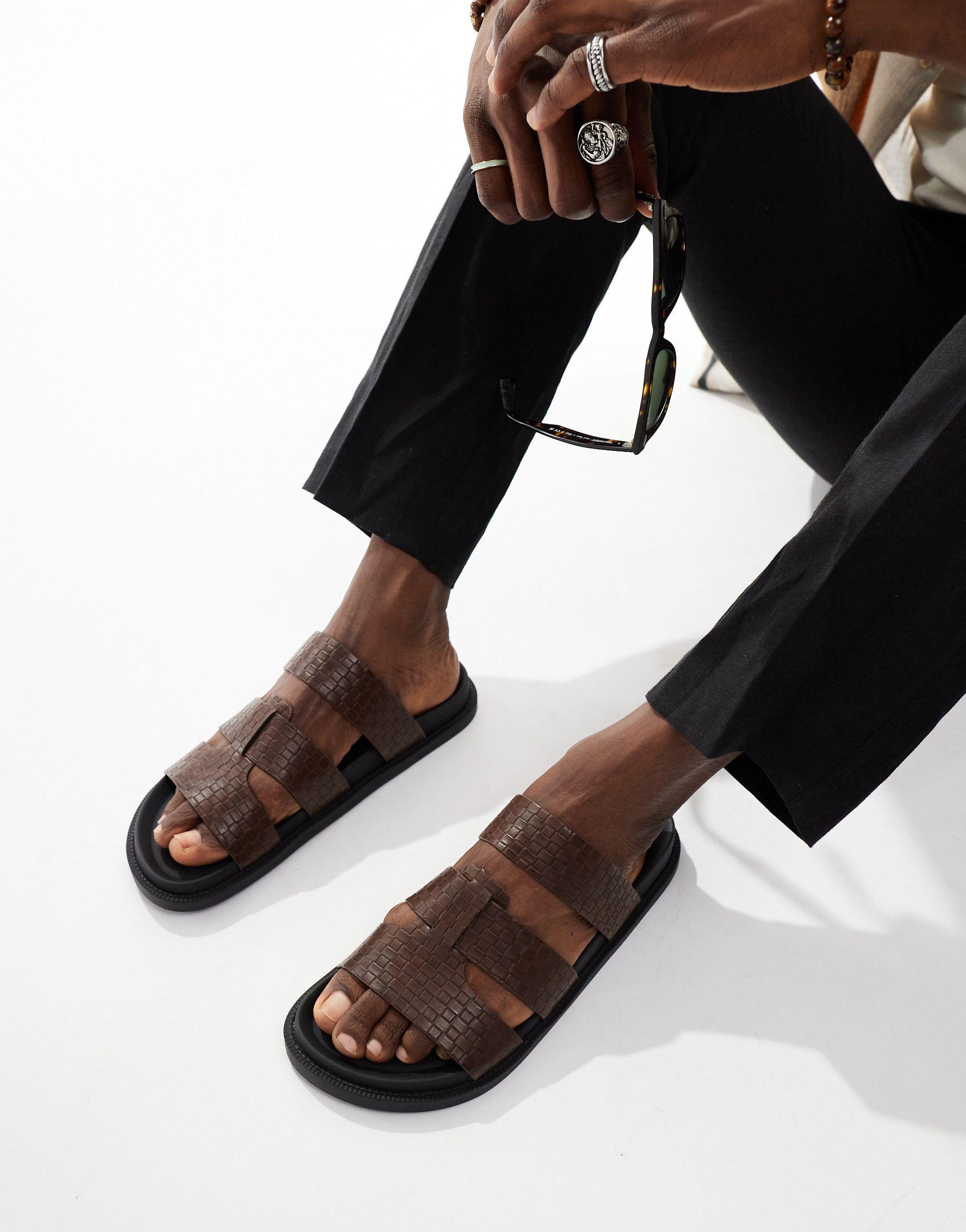 ASOS Strap Sandals in Black for Men Lyst