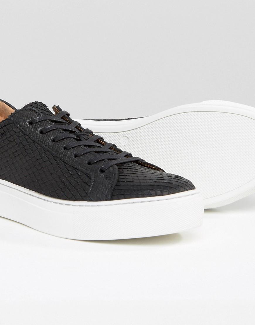 SELECTED Femme Donna Snake Leather Trainers in Black - Lyst