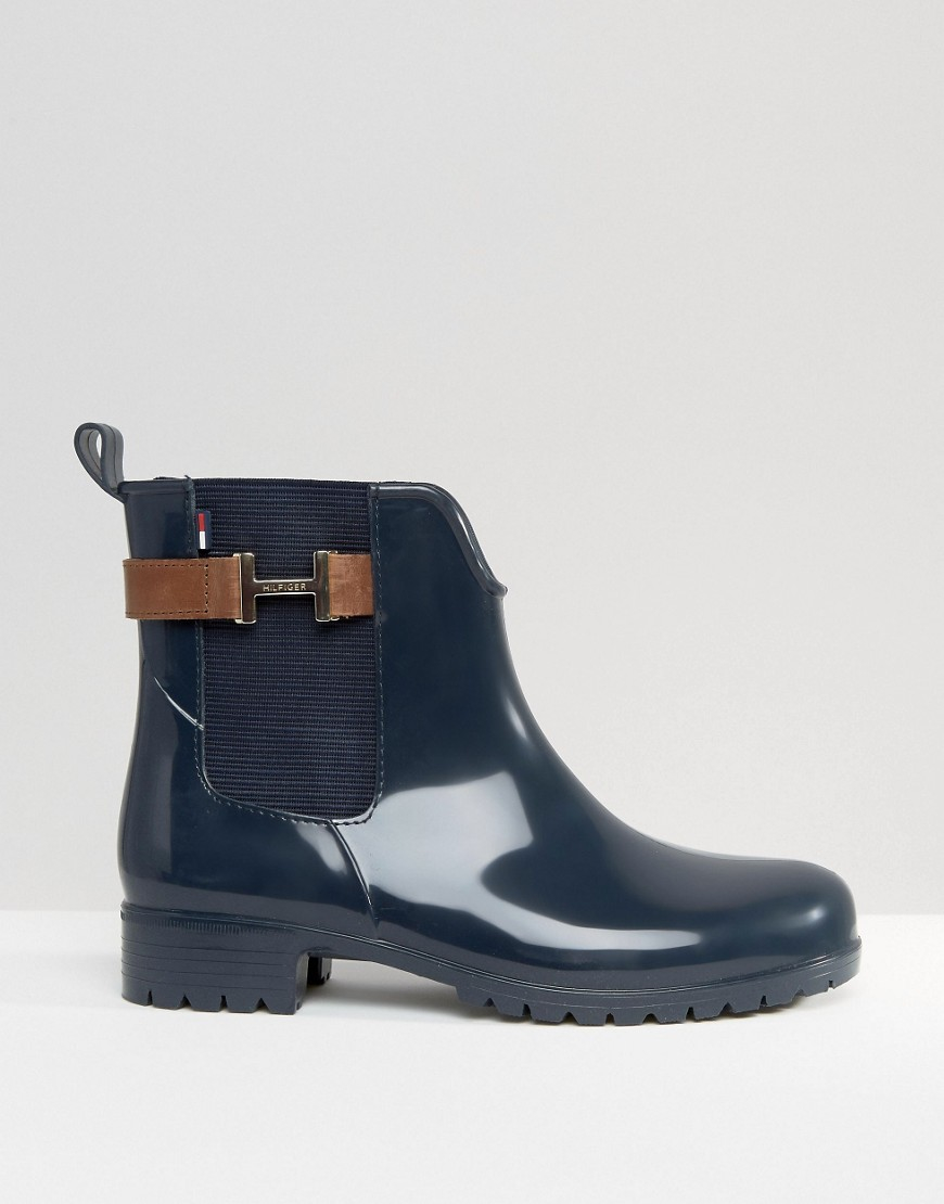 Tommy Hilfiger Leather Oxley Chelsea Boot Gumboots - Navy in Blue - Lyst
