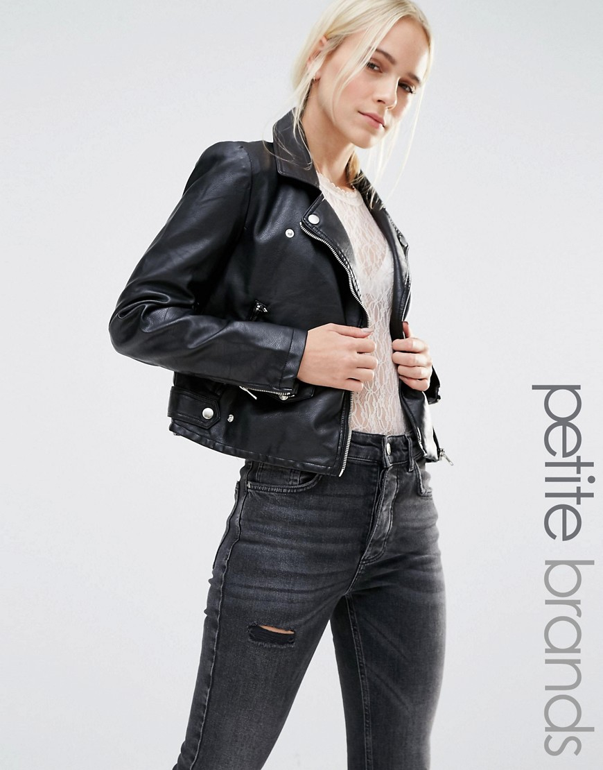 Vero Moda Leather Look Biker Jacket in Black Lyst
