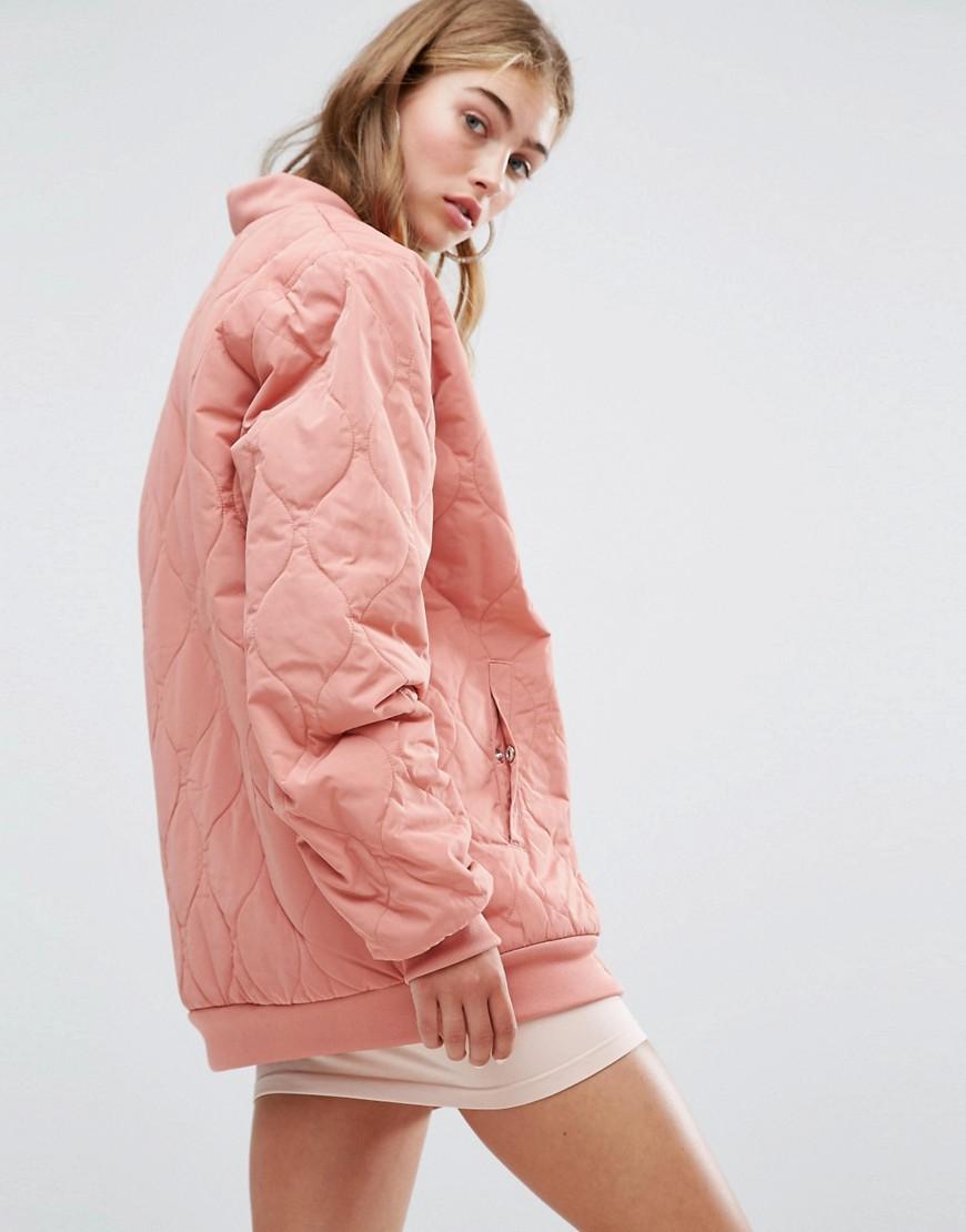adidas Originals Synthetic Originals Oversized Quilted Bomber Jacket in  Pink - Lyst