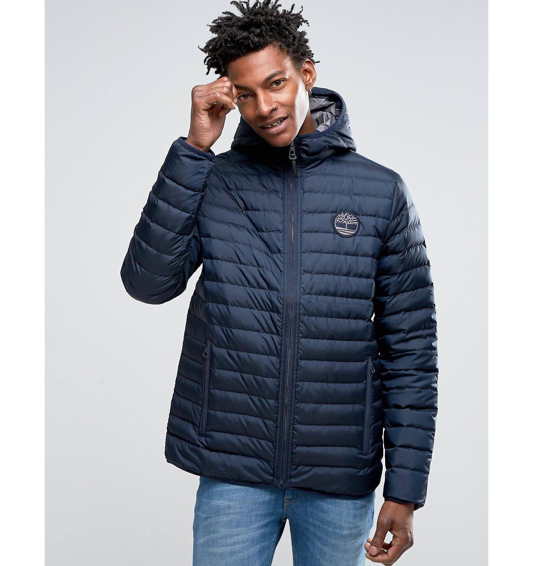 Download Lyst - Timberland Lightweight Hooded Down Jacket In Navy ...