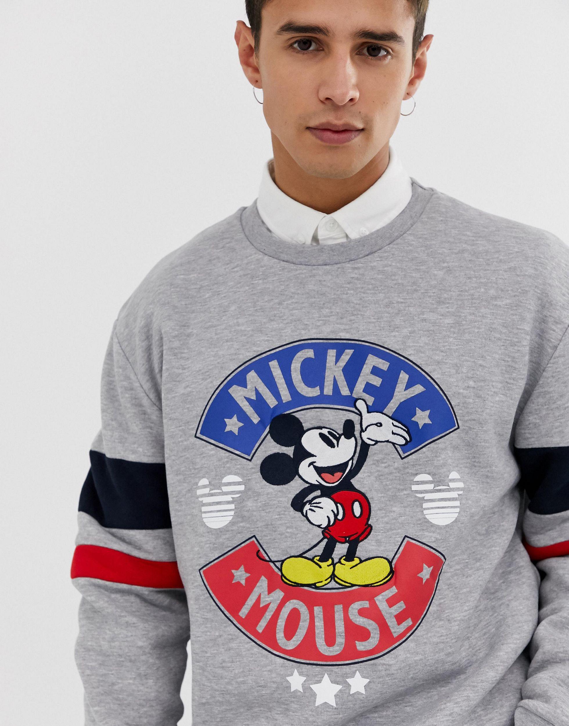 Pull&Bear Mickey Mouse Sweatshirt in Gray for Men | Lyst