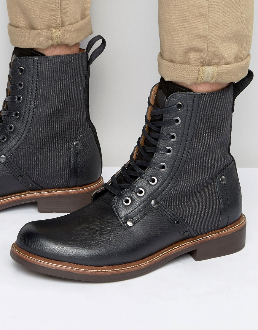 G-Star RAW Labour Lace Up Leather Boots in Black for Men | Lyst