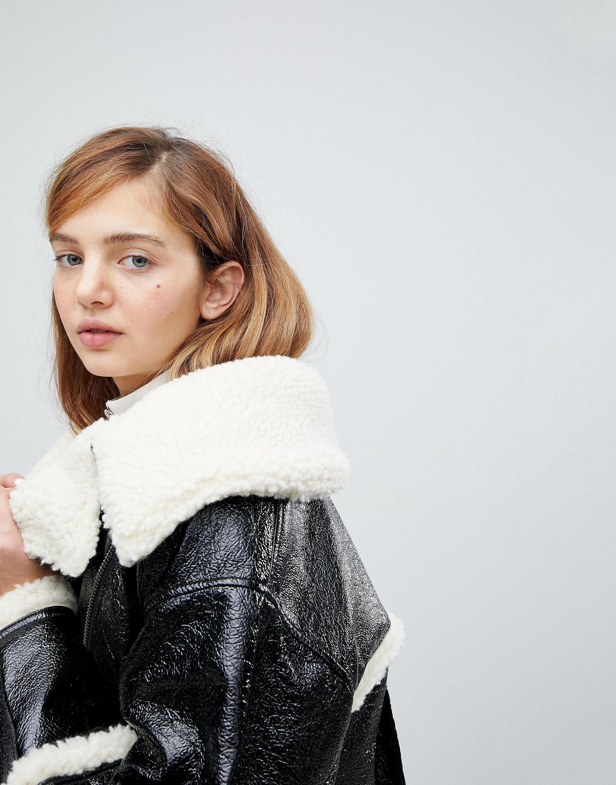 Monki shearling coat online