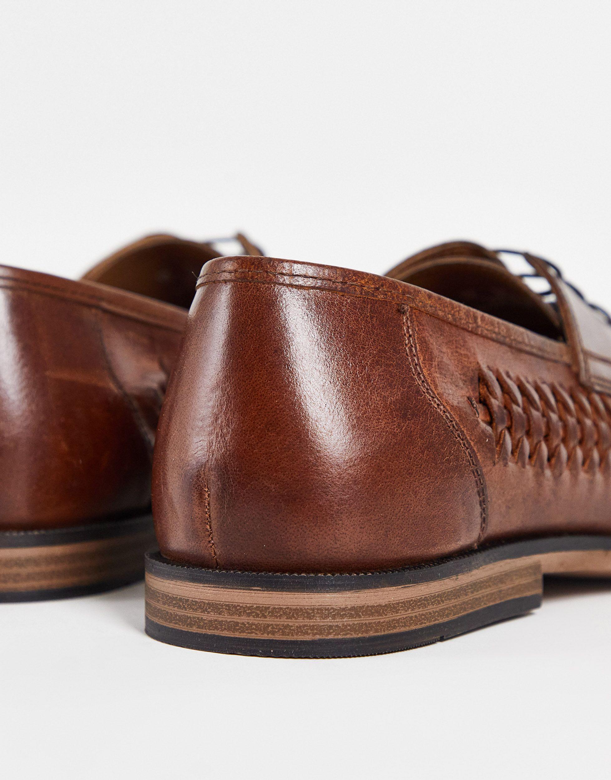 Red Tape Woven Leather Lace Up Shoes in 