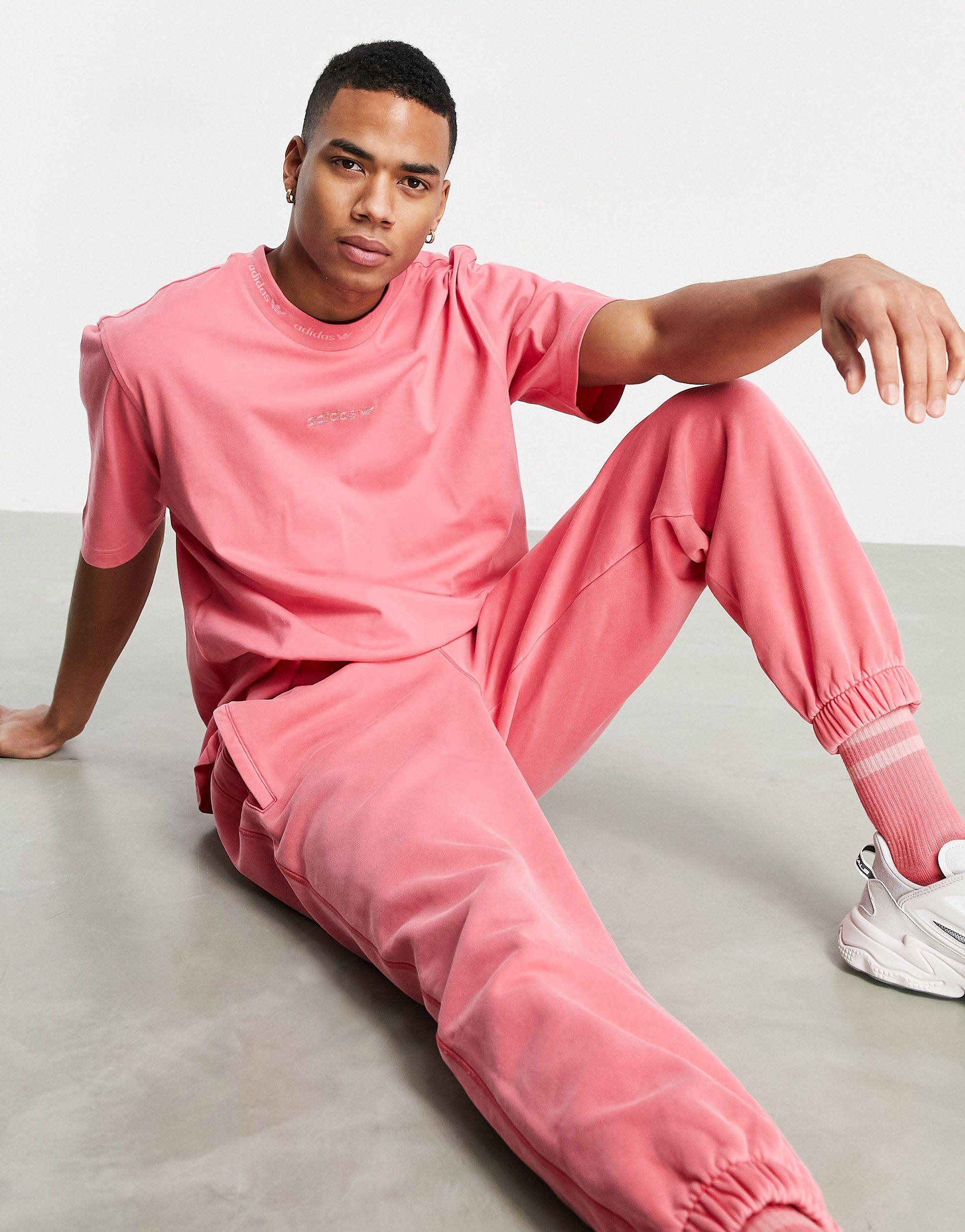 adidas Originals Premium Sweats Overdyed Ribbed T-shirt in Pink for Men |  Lyst