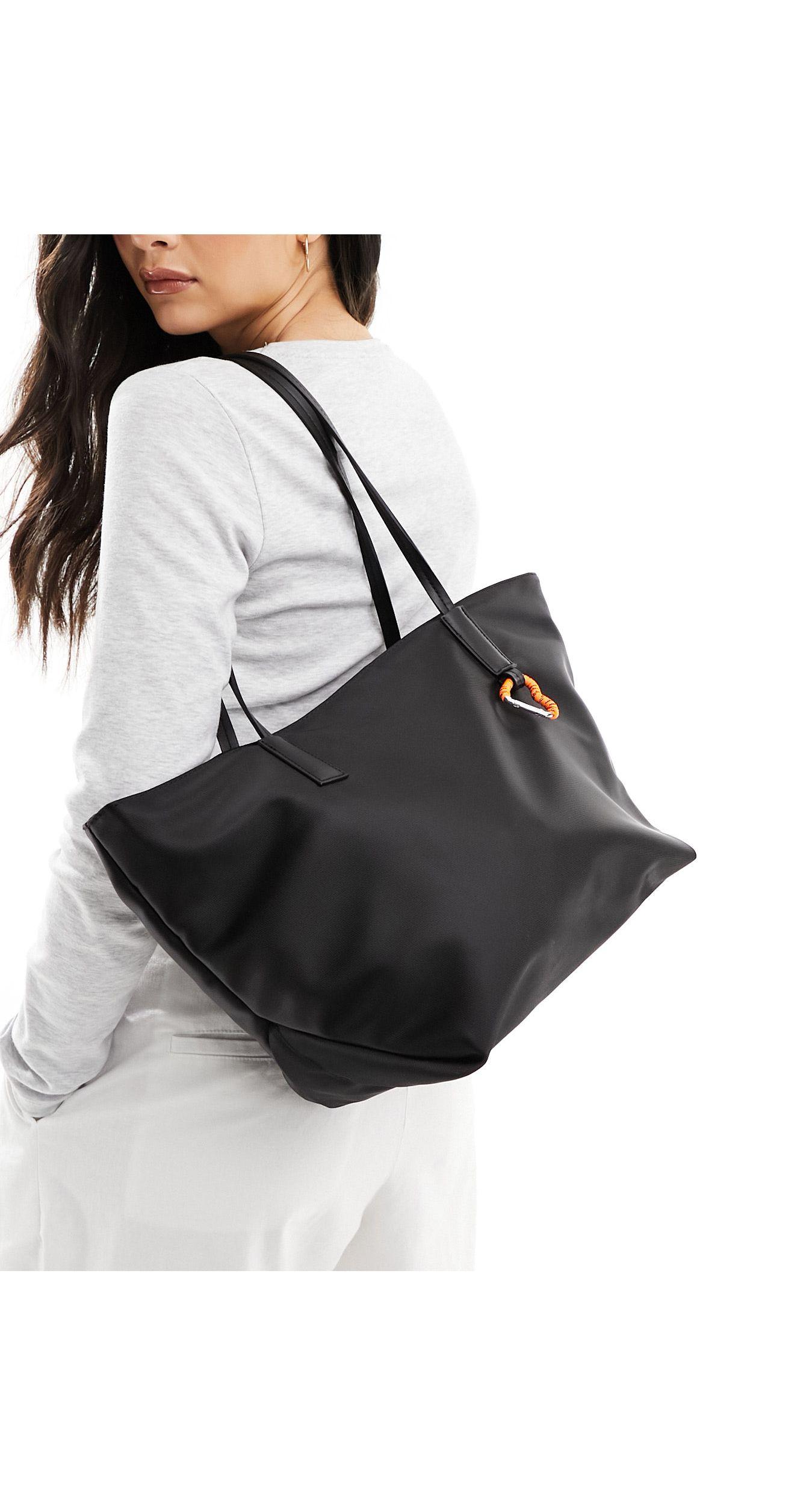 Bershka Everyday Tote With Carabiner in Black Lyst UK