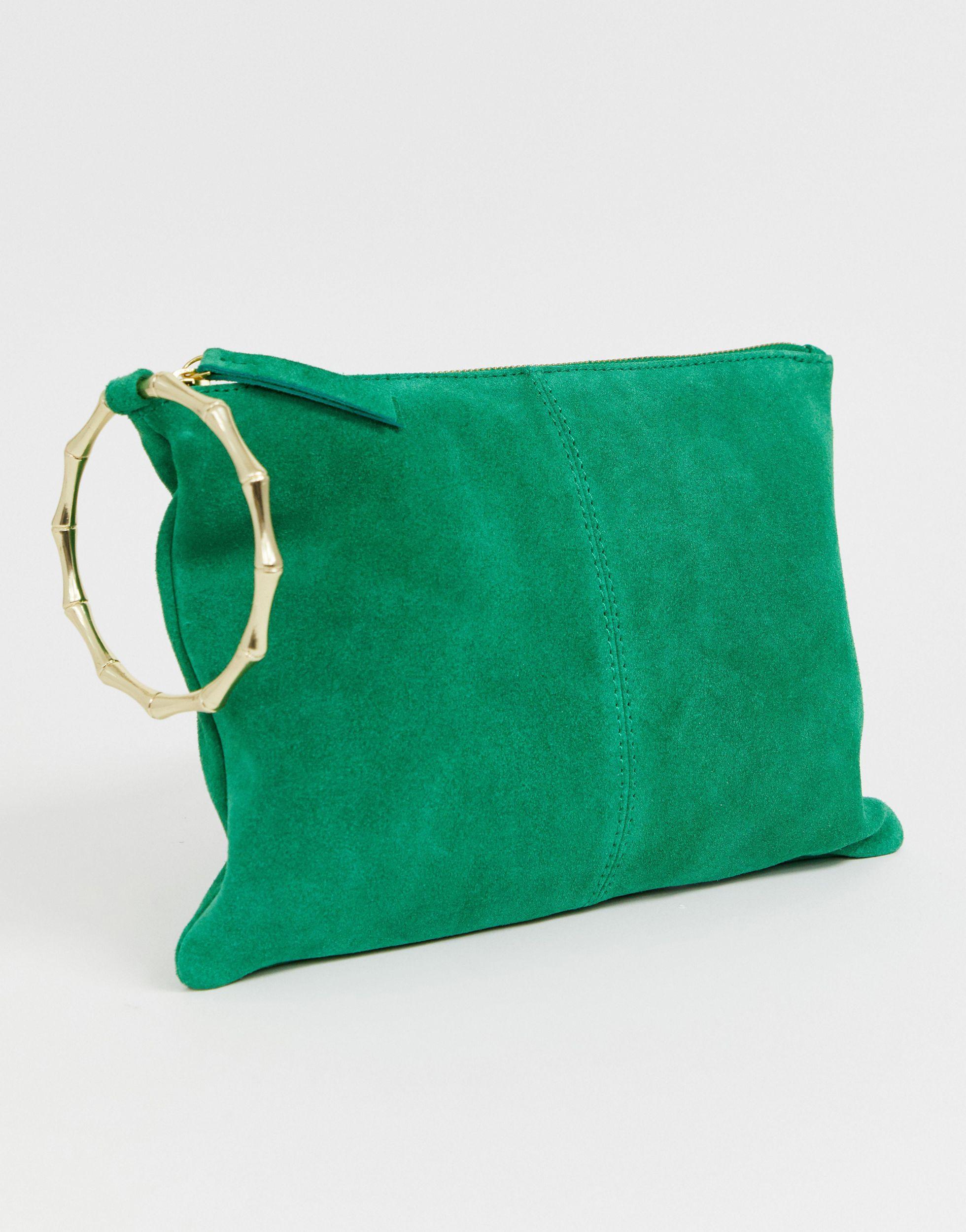 Green suede clutch Clearance