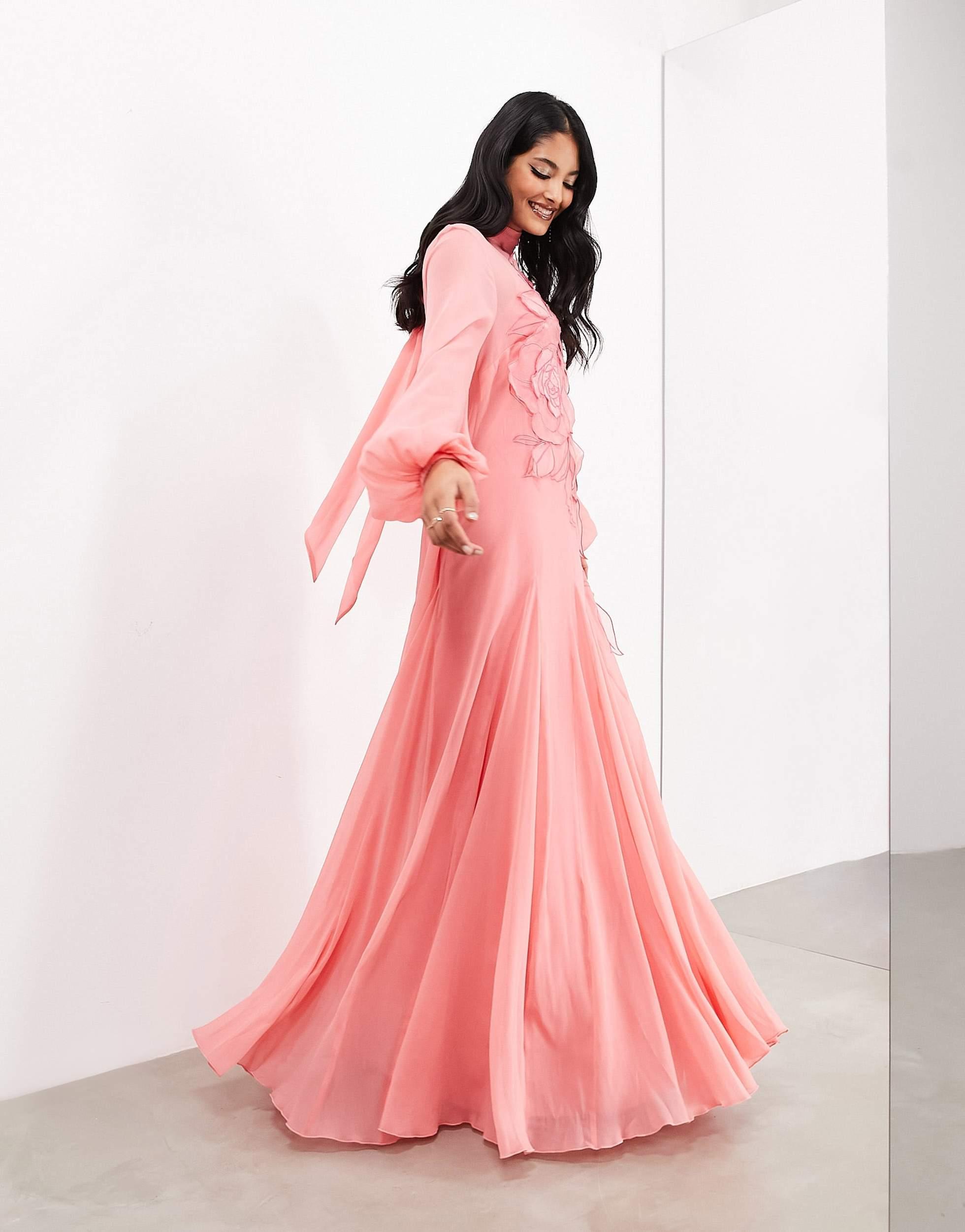 asos edition blouson sleeve midi dress ASOS EDITION blouson sleeve midi dress in organza check in khaki