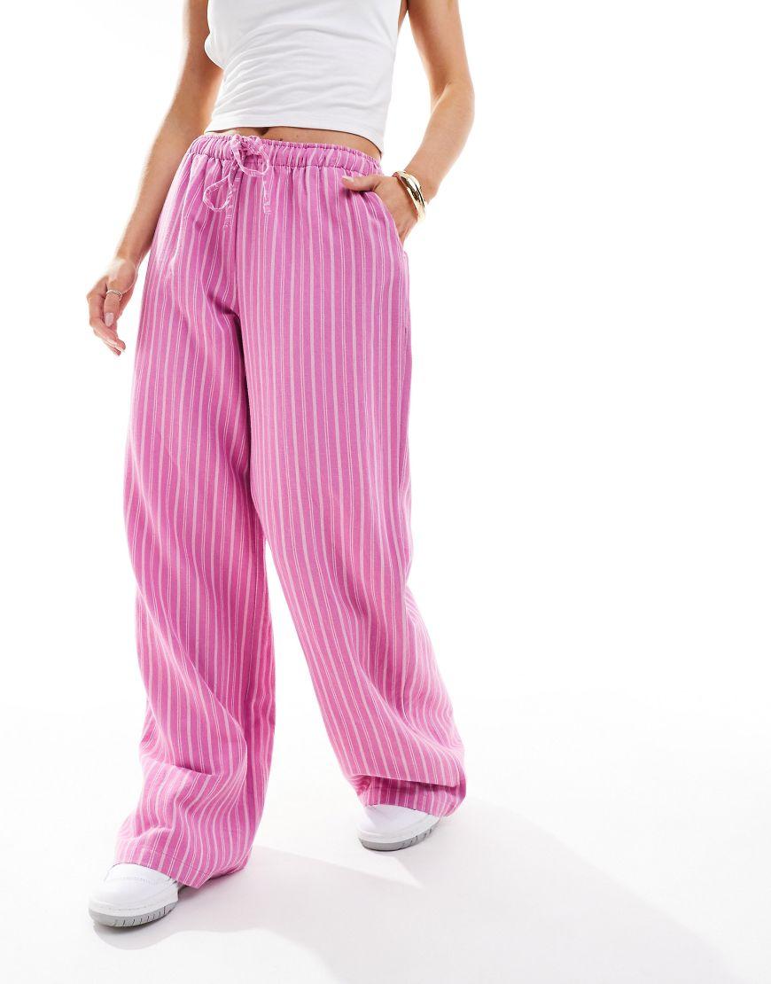 Stradivarius Str Petite Linen Look Pull On Trouser in Pink Lyst UK