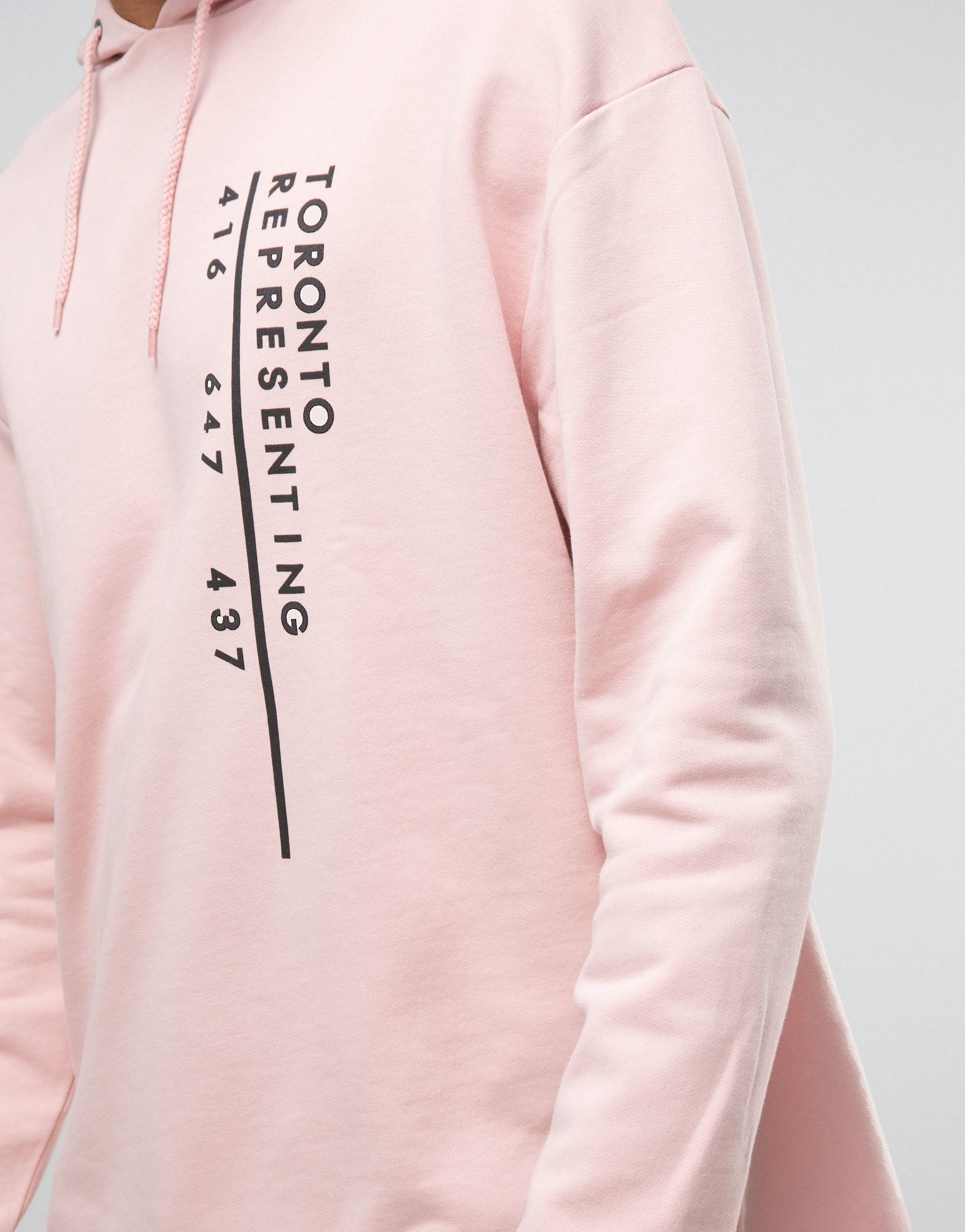 oversized longline hoodie with marble back print