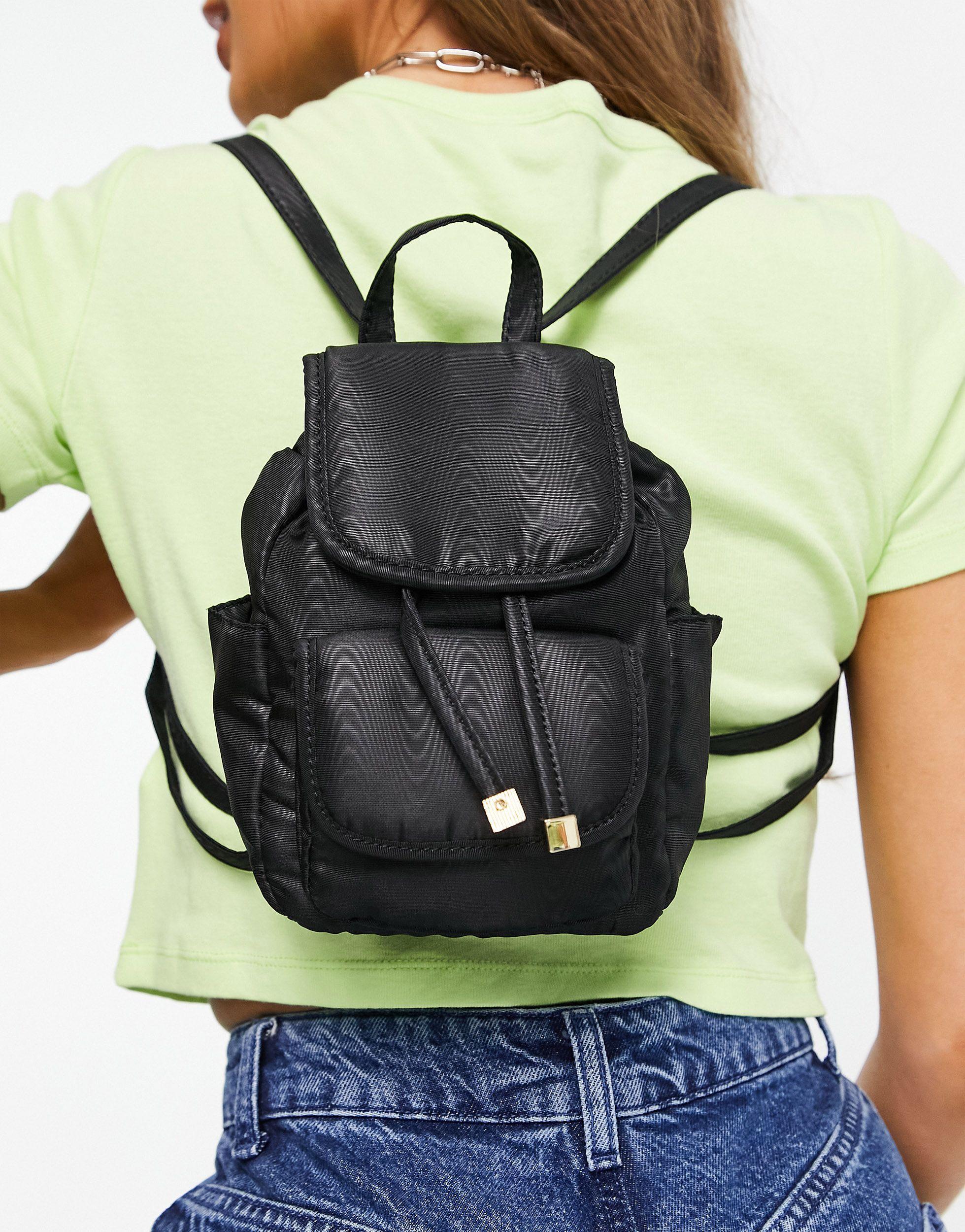 TOPSHOP Nylon Micro Backpack in Black | Lyst