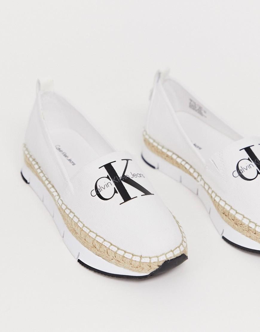 Calvin Klein Genna Canvas Espadrille White Shoes | Lyst Australia